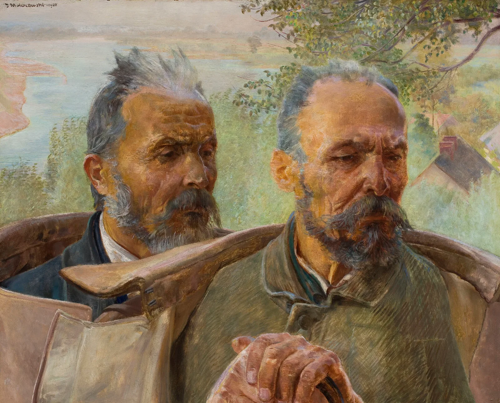 Two Heads Of Old Men Wall Art by Jacek Malczewski - Canvas Print