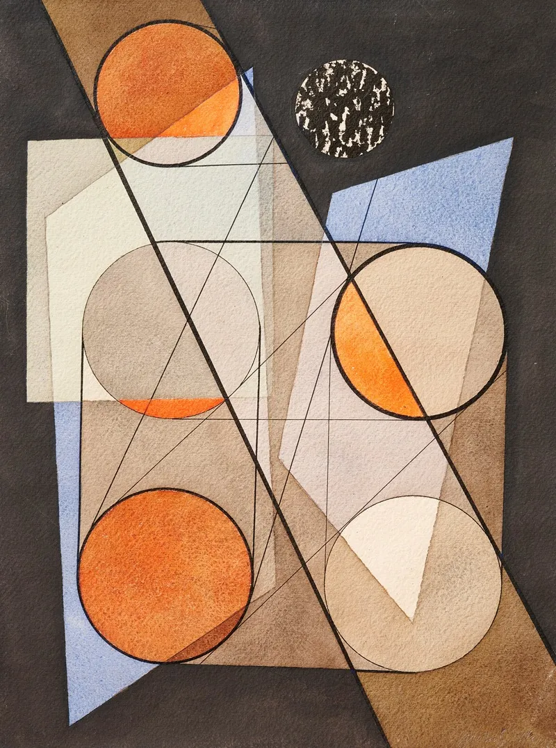 Composition Aux Cercles Symetriques Wall Art by László Moholy-Nagy - Canvas Print