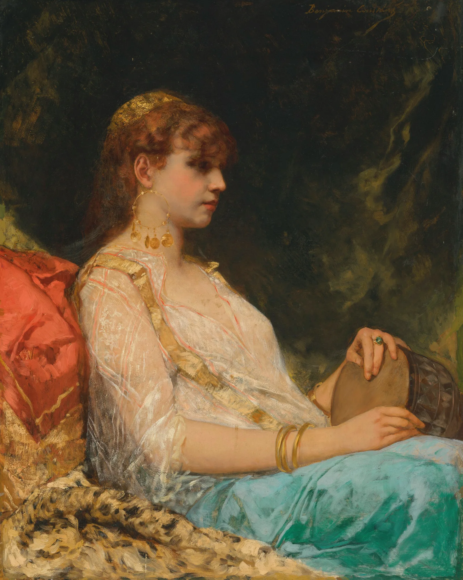 Lorientale Au Tambour Wall Art by Jean-Joseph-Benjamin Constant - Canvas Print