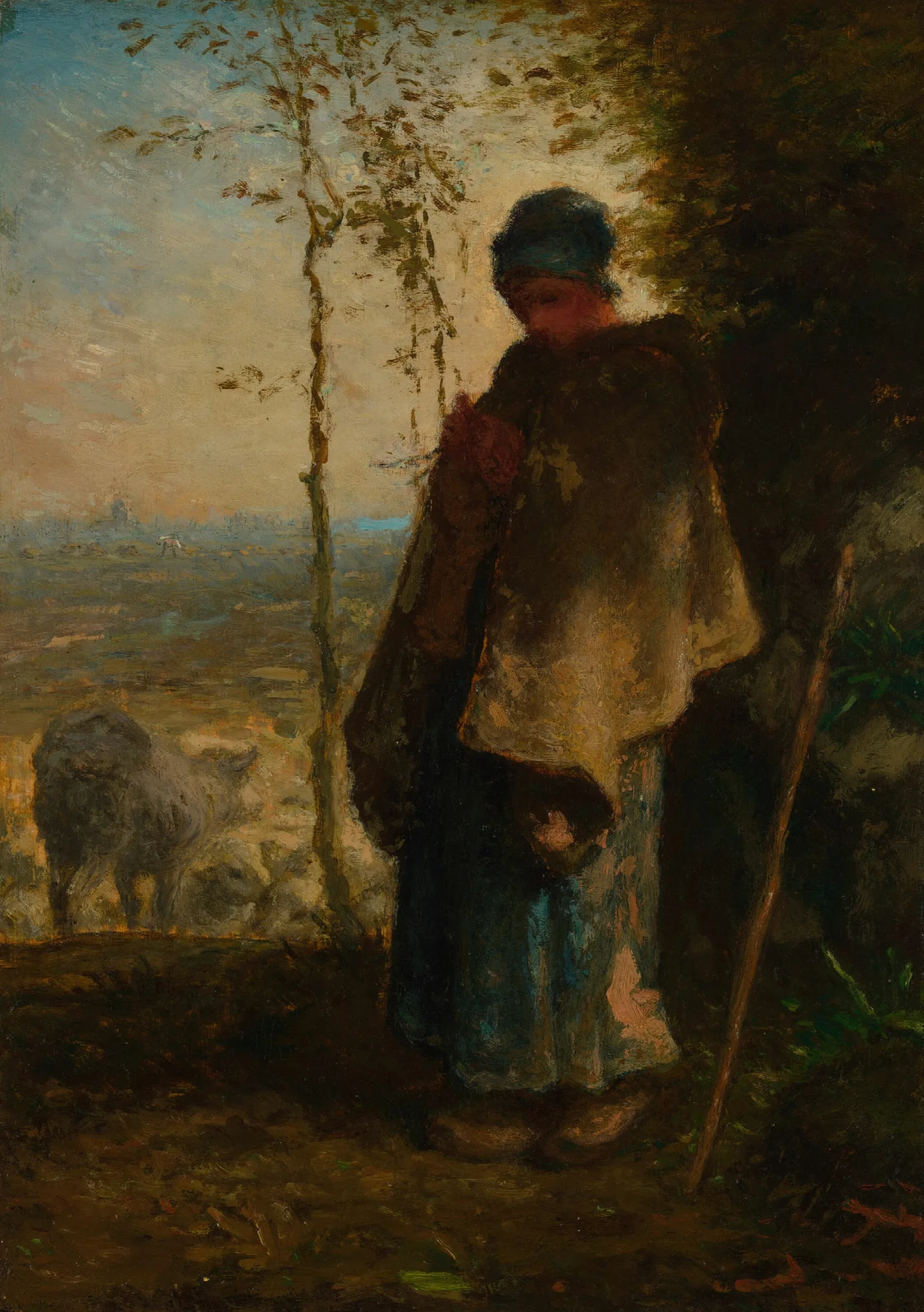 The Little Shepherdess Wall Art by Jean-François Millet - Canvas Print