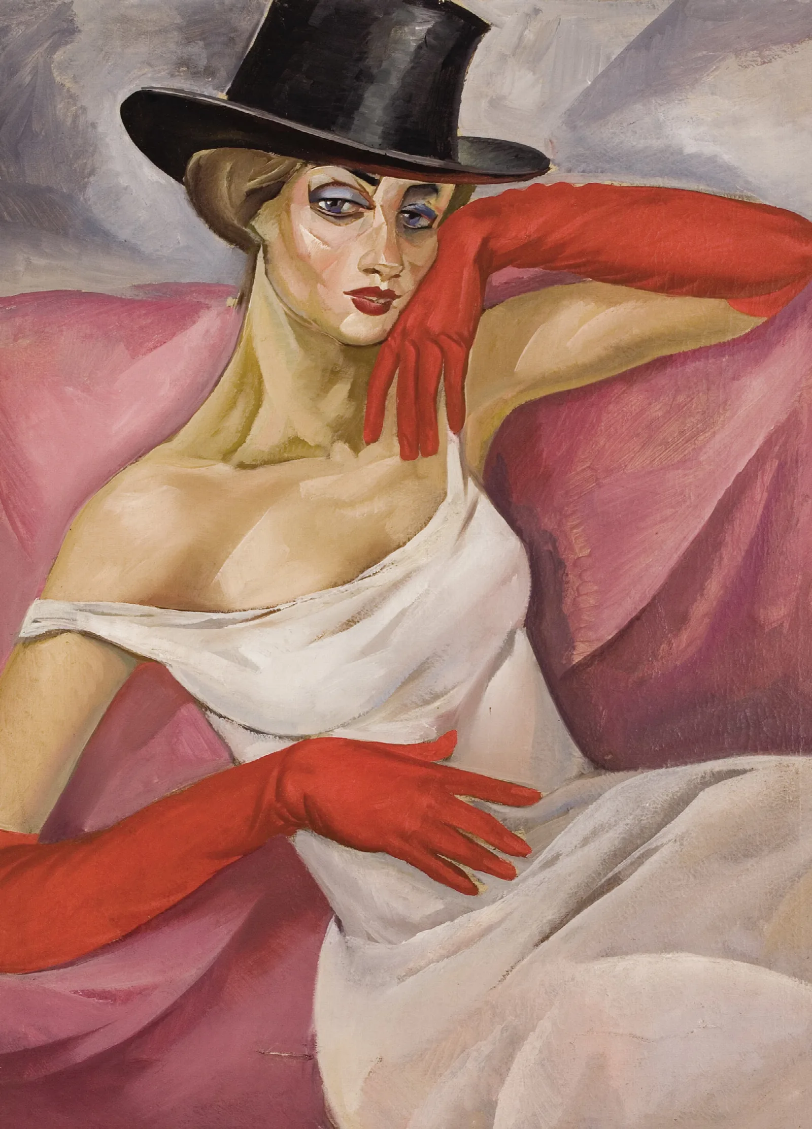 Lady In Top Hat Wall Art by Boris Grigoriev - Canvas Print