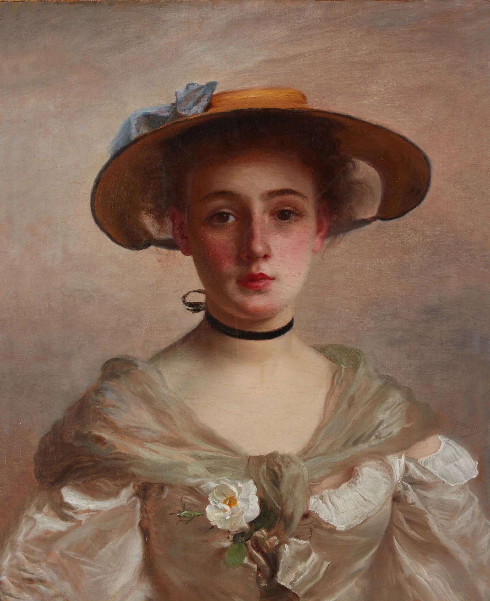 Portrait Of A Young Woman 93 Wall Art by Gustave Jean Jacquet - Canvas Print