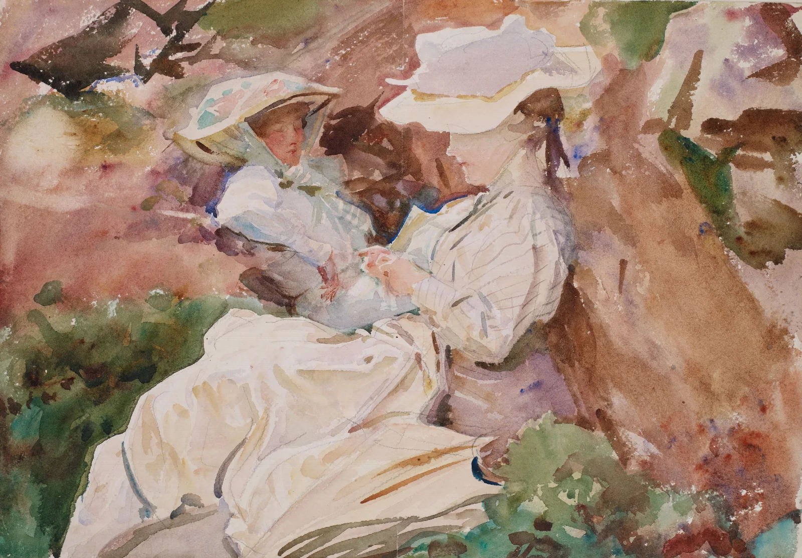 Simplon Mrs Barnard And Her Daughter Dorothy Wall Art by John Singer Sargent - Canvas Print