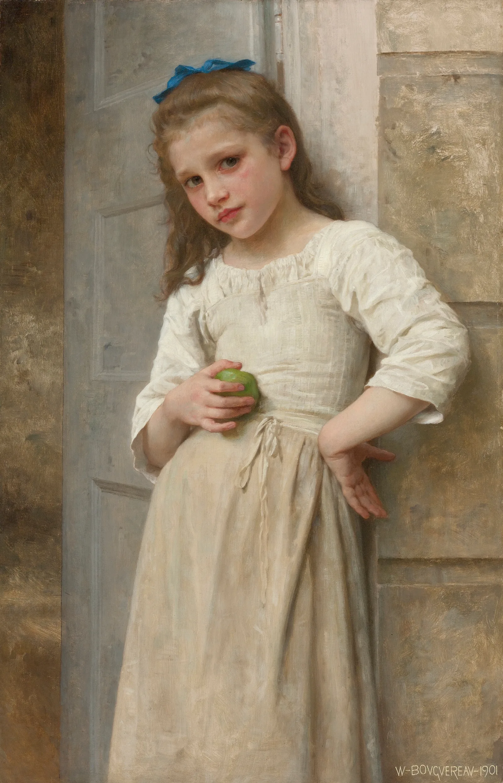 Yvonne Sur Le Pas De La Porte 2 Wall Art by William Bouguereau - Canvas Print