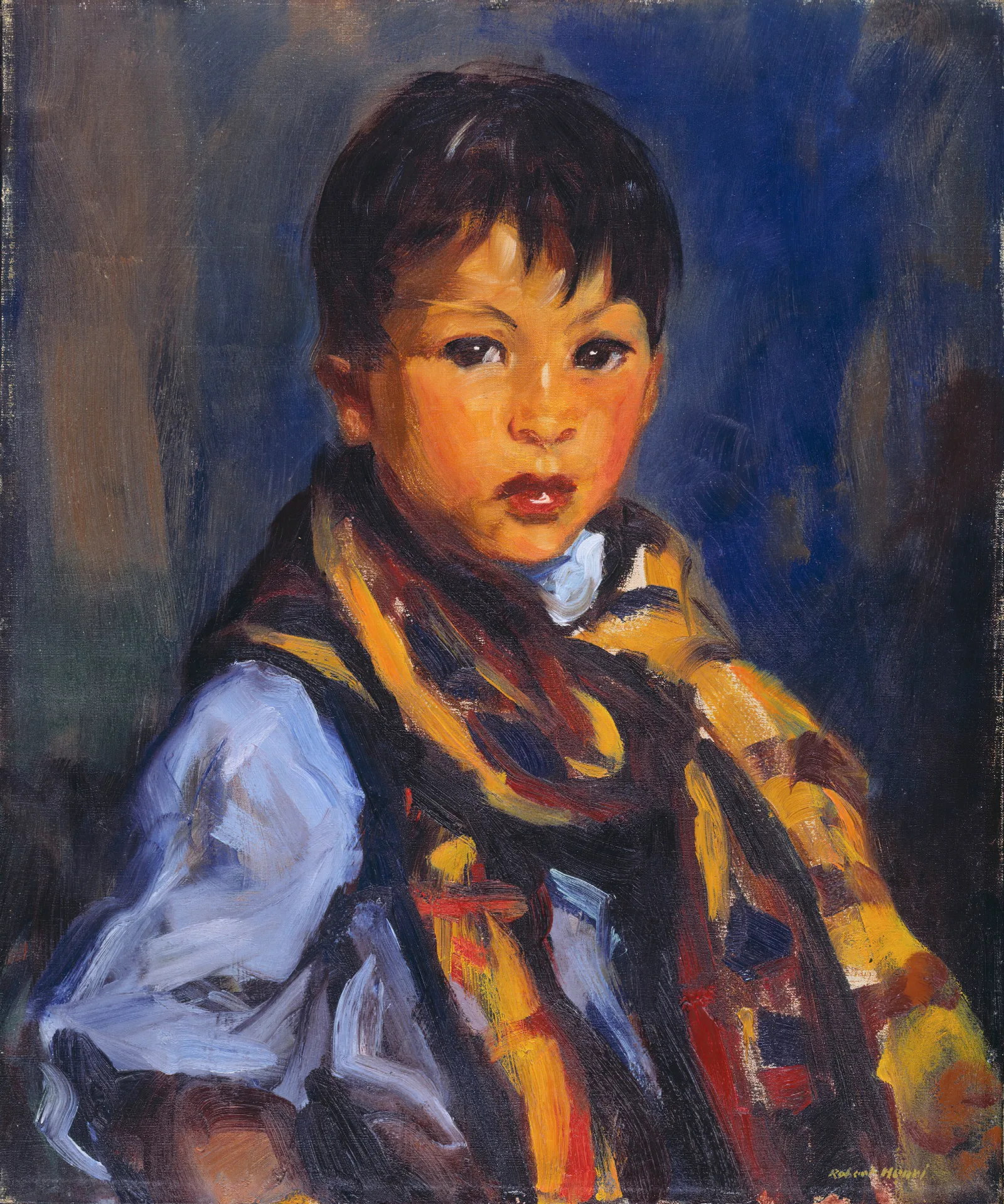 Boy With Plaid Scarf Wall Art by Robert Henri - Canvas Print