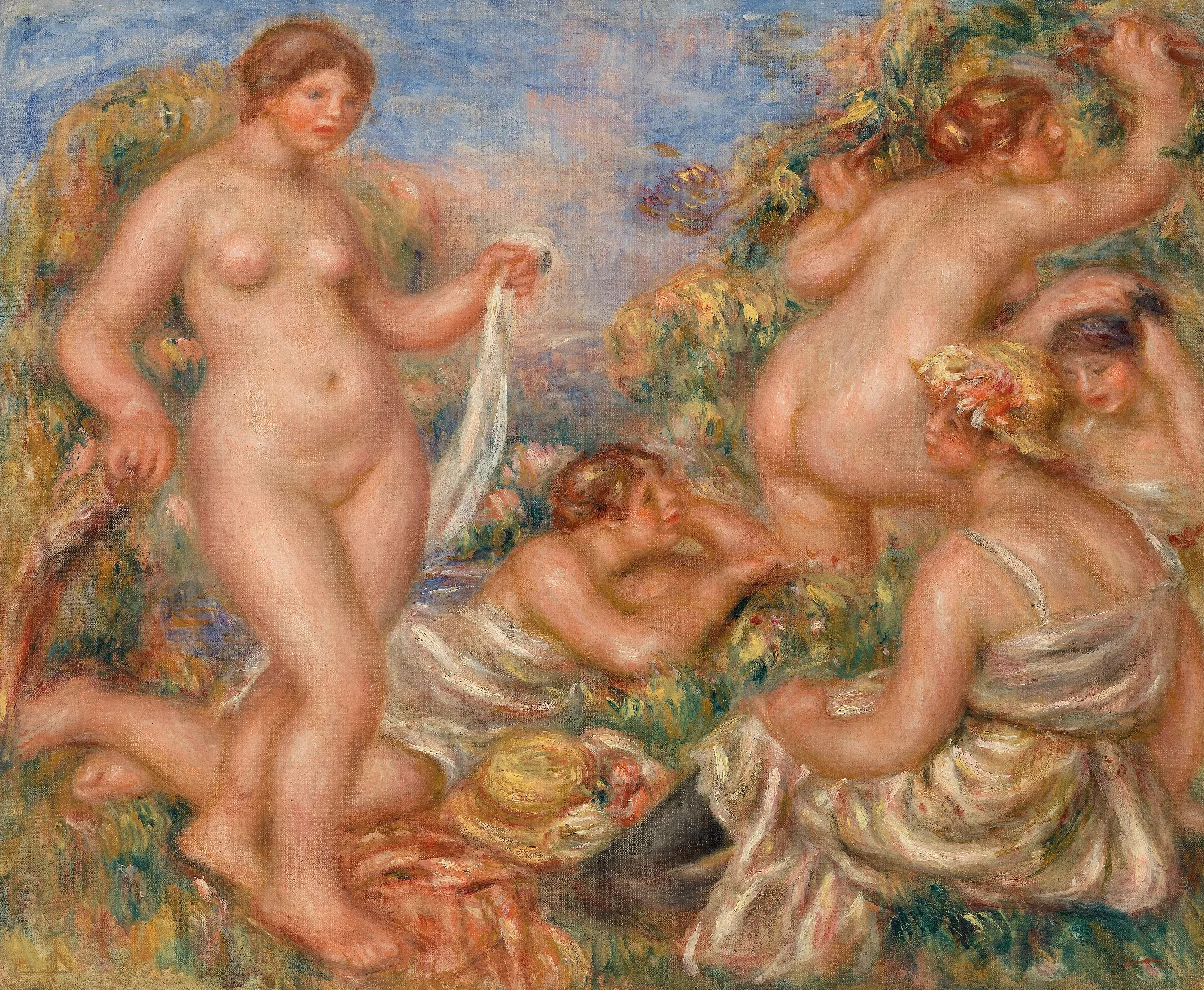 Composition Five Bathers Composition Cinq Baigneuses Wall Art by Pierre-Auguste Renoir - Canvas Print