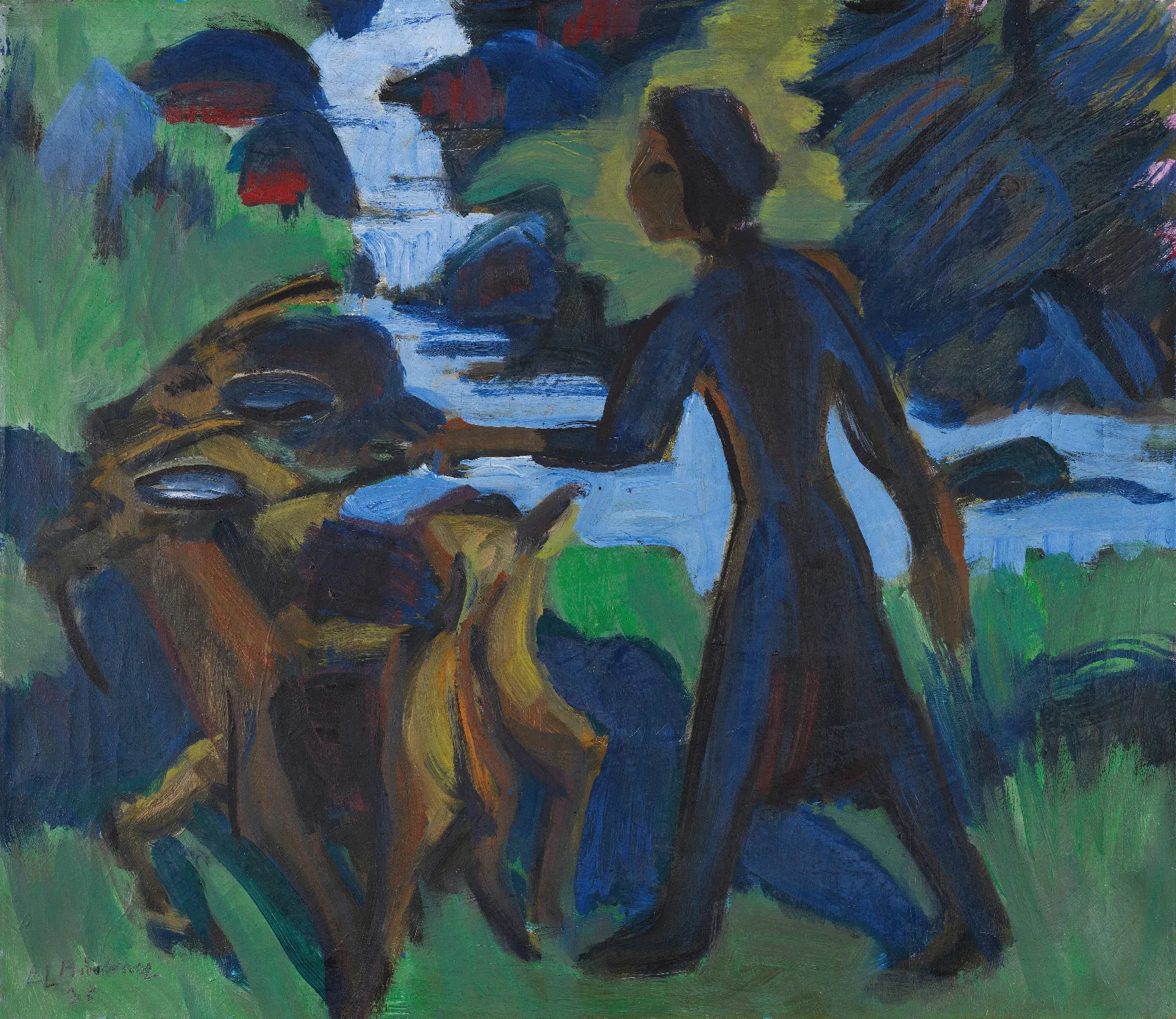 Frau Mit Ziege Wall Art by Ernst Ludwig Kirchner - Canvas Print