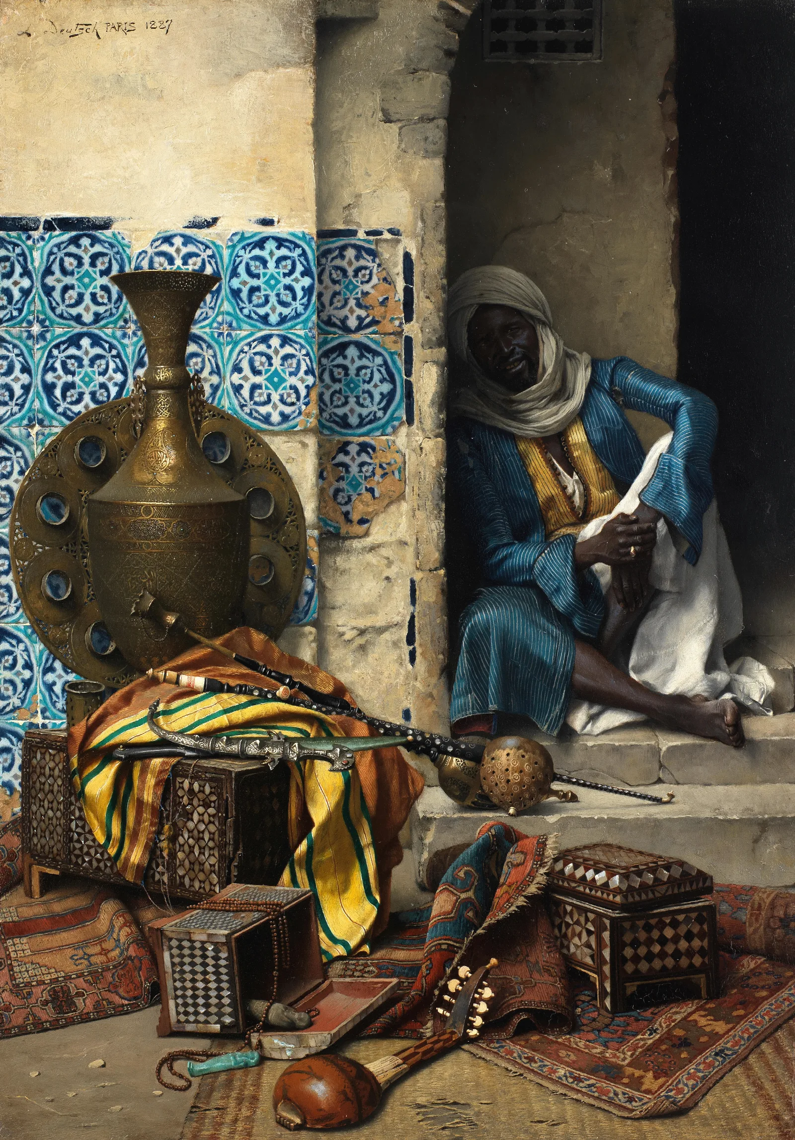 A Dealer In Artefacts Wall Art by Ludwig Deutsch - Canvas Print