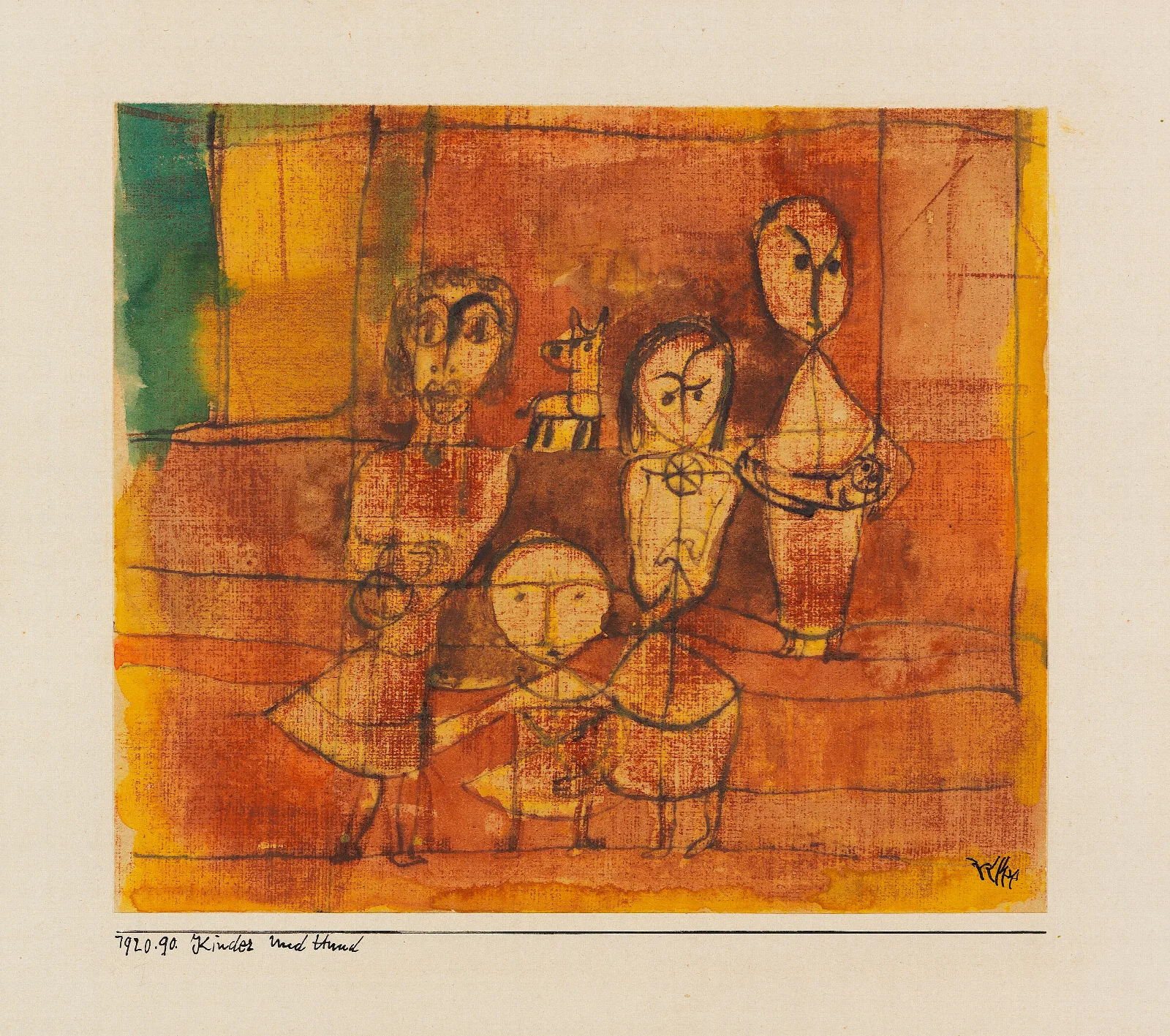 Kinder Und Hund Wall Art by Paul Klee - Canvas Print