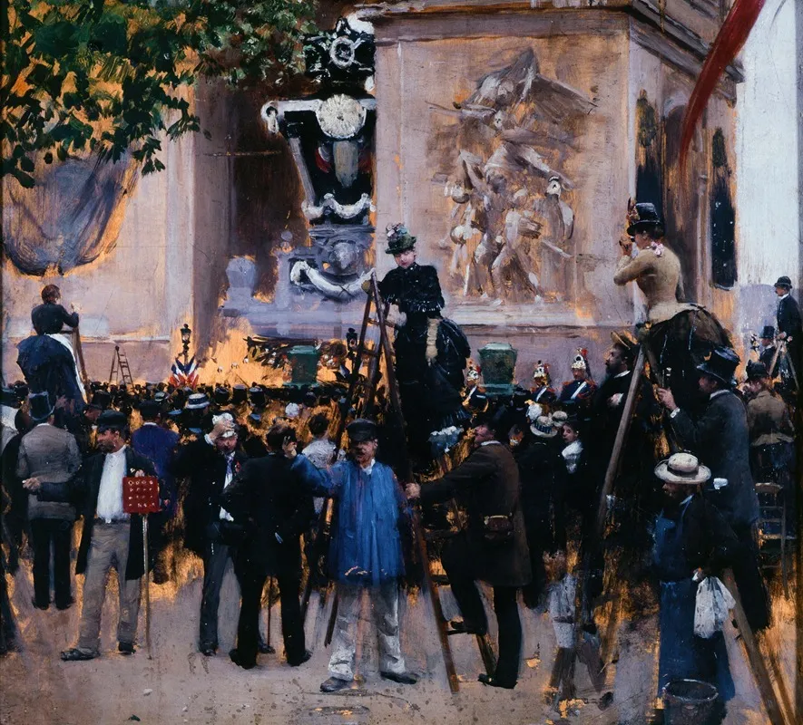 Les Funerailles De Victor Hugo Place De Letoile 1er Juin 1885 Wall Art by Jean Béraud - Canvas Print