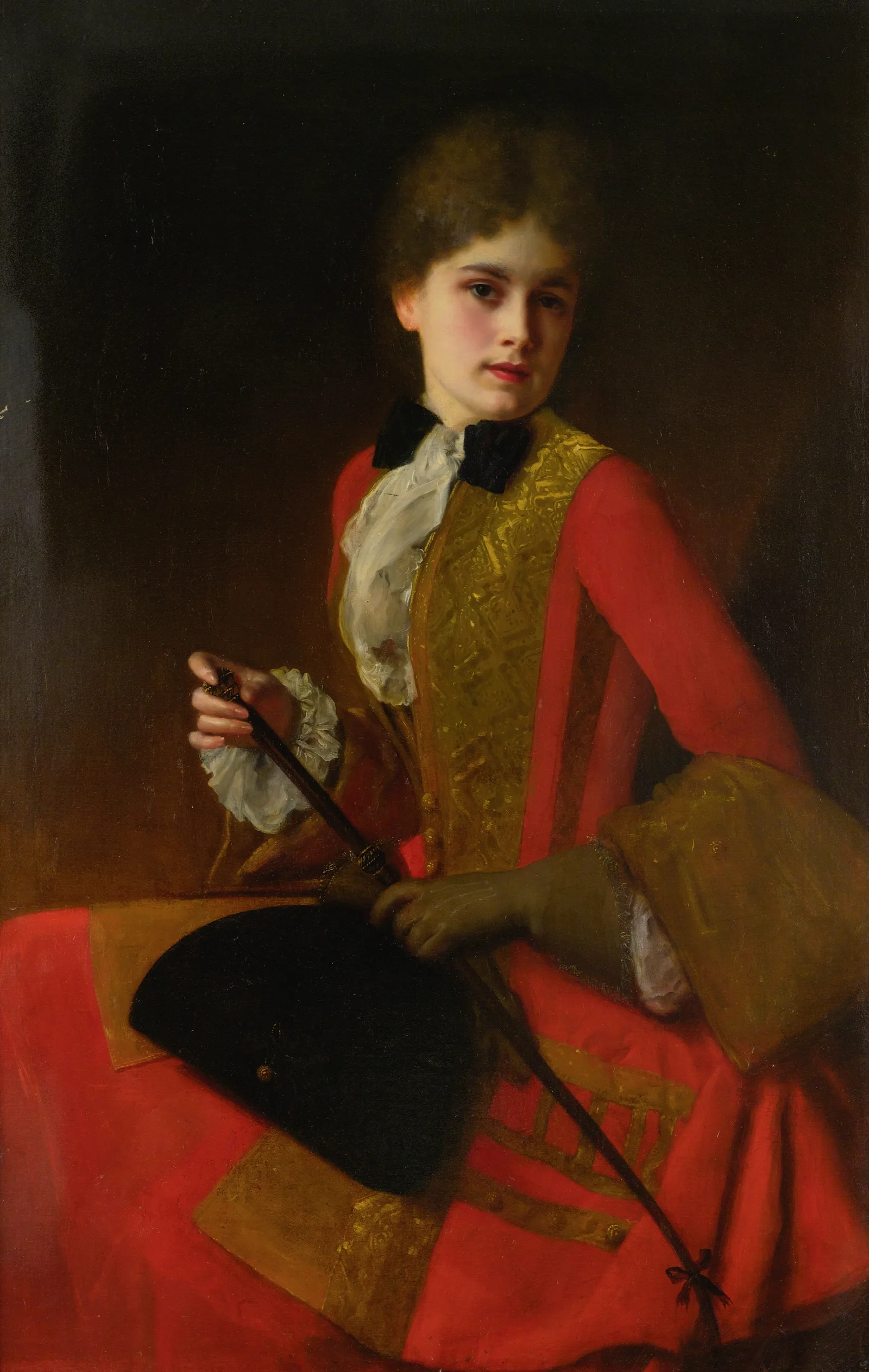 Girl In A Riding Habit Wall Art by Gustave Jean Jacquet - Canvas Print