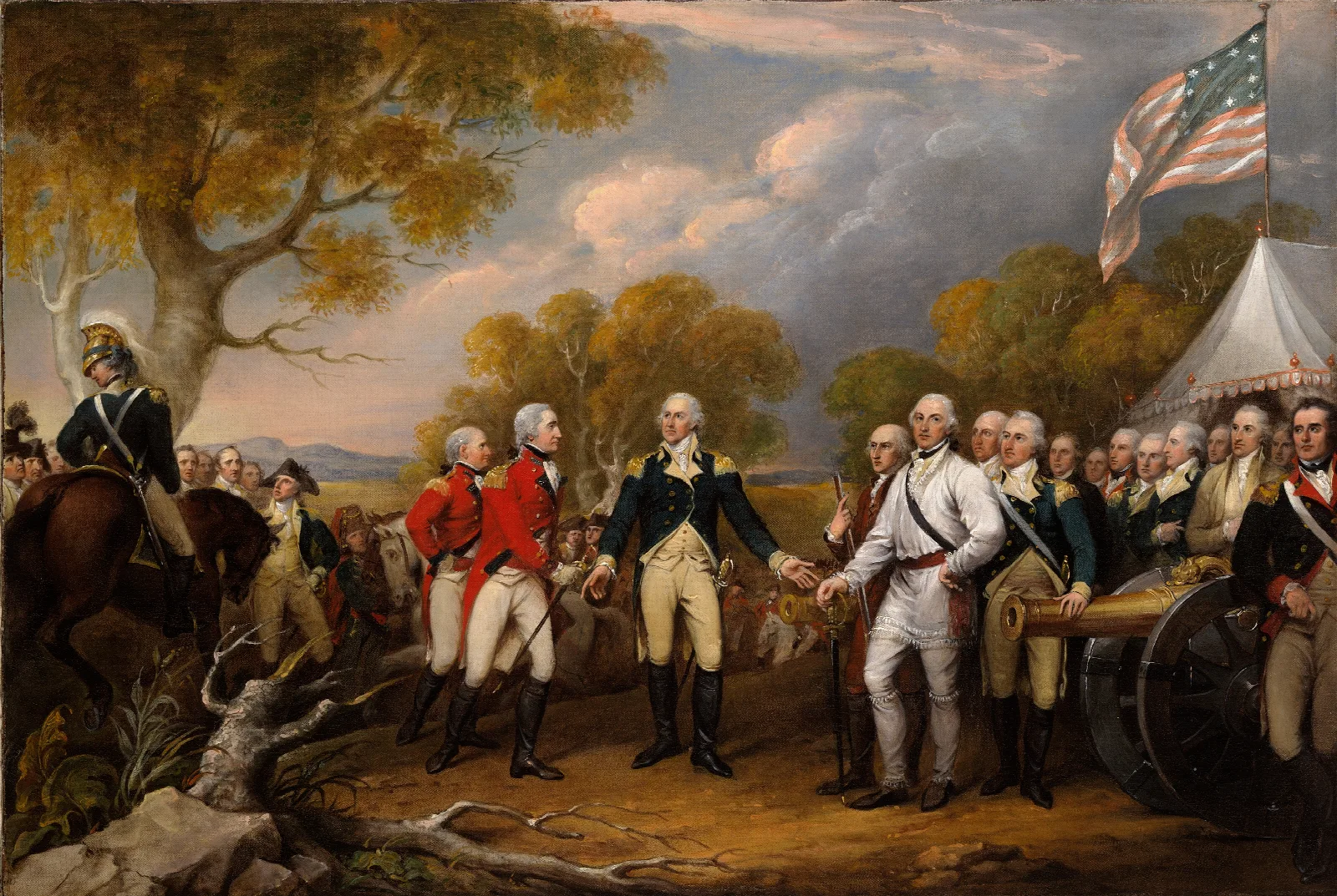 The Surrender Of General Burgoyne At Saratoga October 16 Wall Art by John Trumbull - Canvas Print