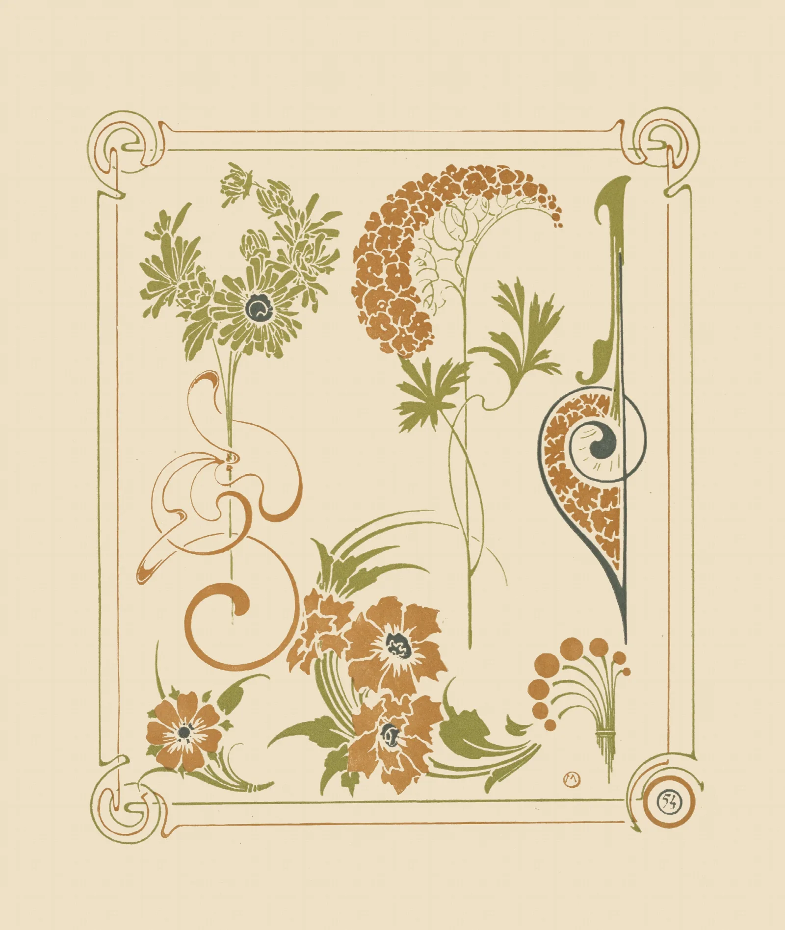 Abstract Design Based On Flowers And Arabesques Wall Art by Alphonse Mucha - Canvas Print