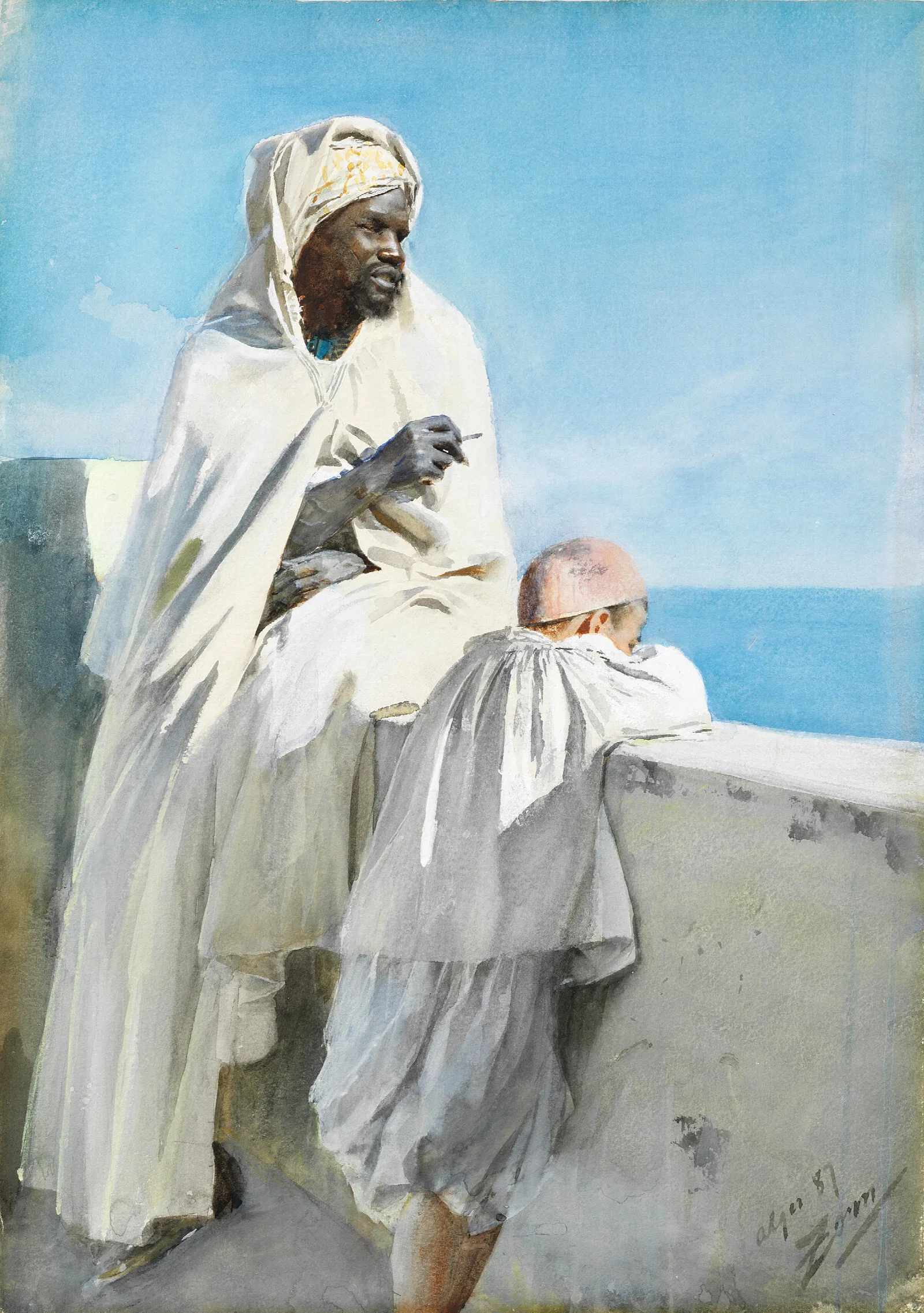 Man And Boy In Algiers Wall Art by Anders Zorn - Canvas Print