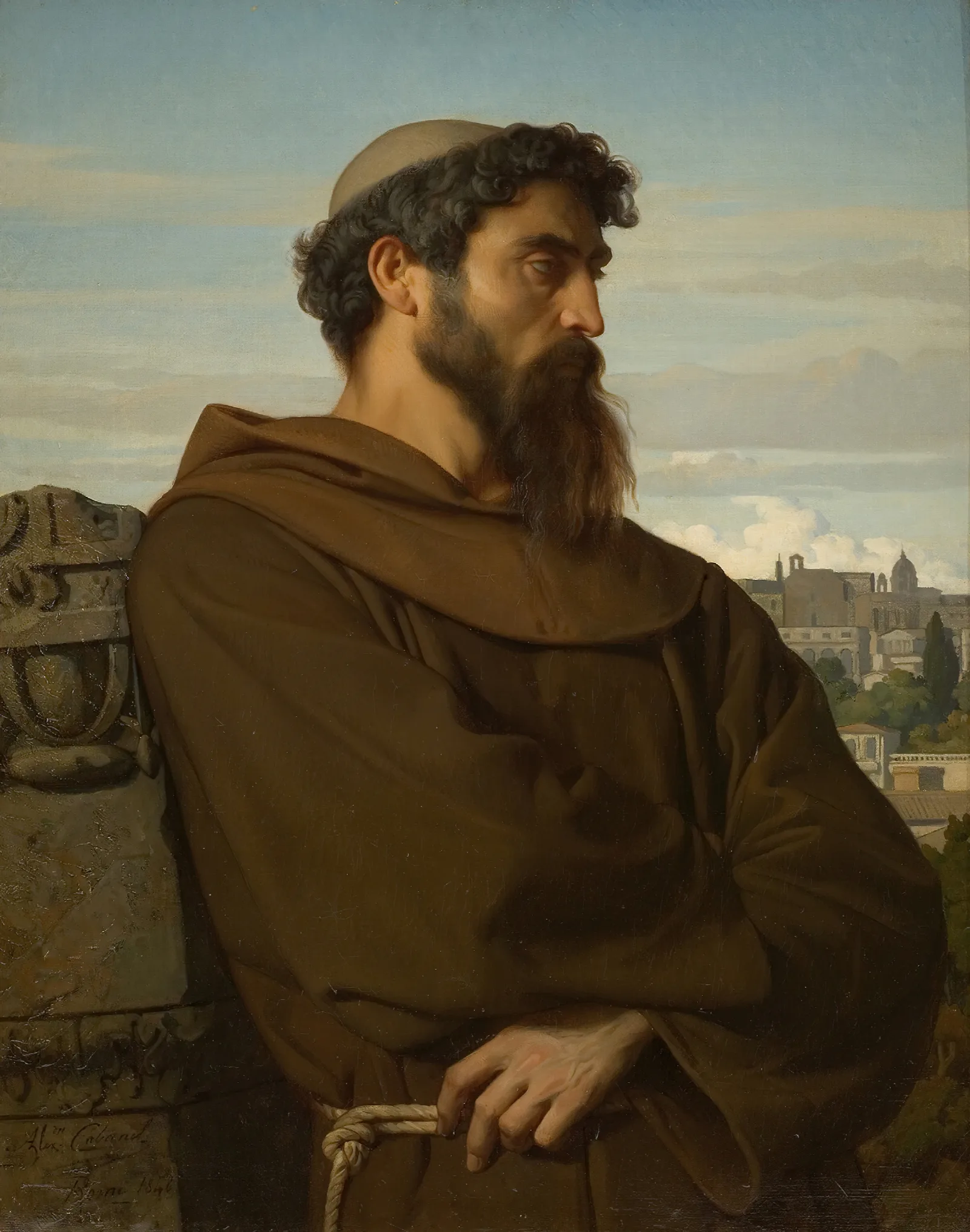 Un Penseur Jeune Moine Romain Wall Art by Alexandre Cabanel - Canvas Print