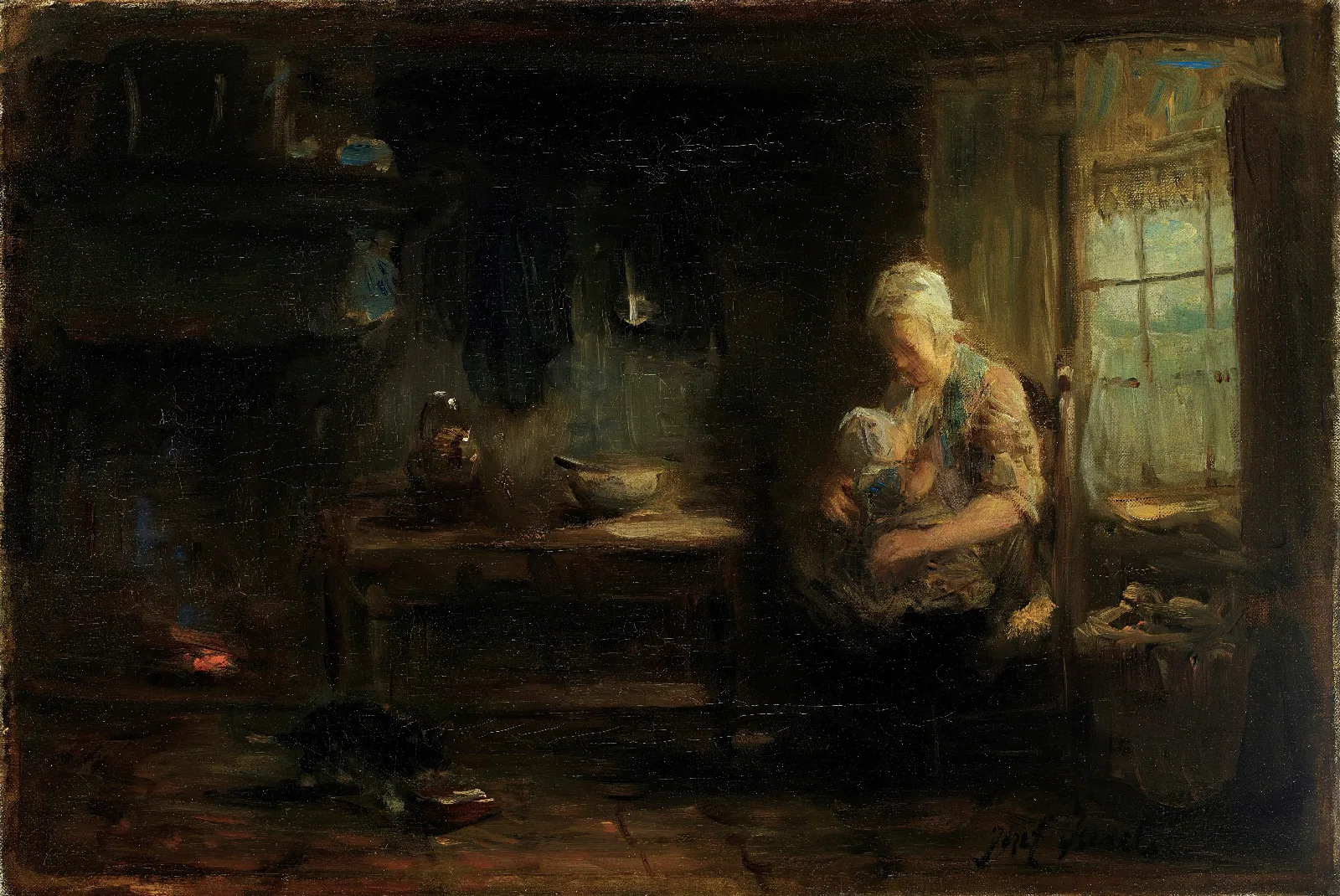 The Young Mother 4 Wall Art by Jozef Israëls - Canvas Print