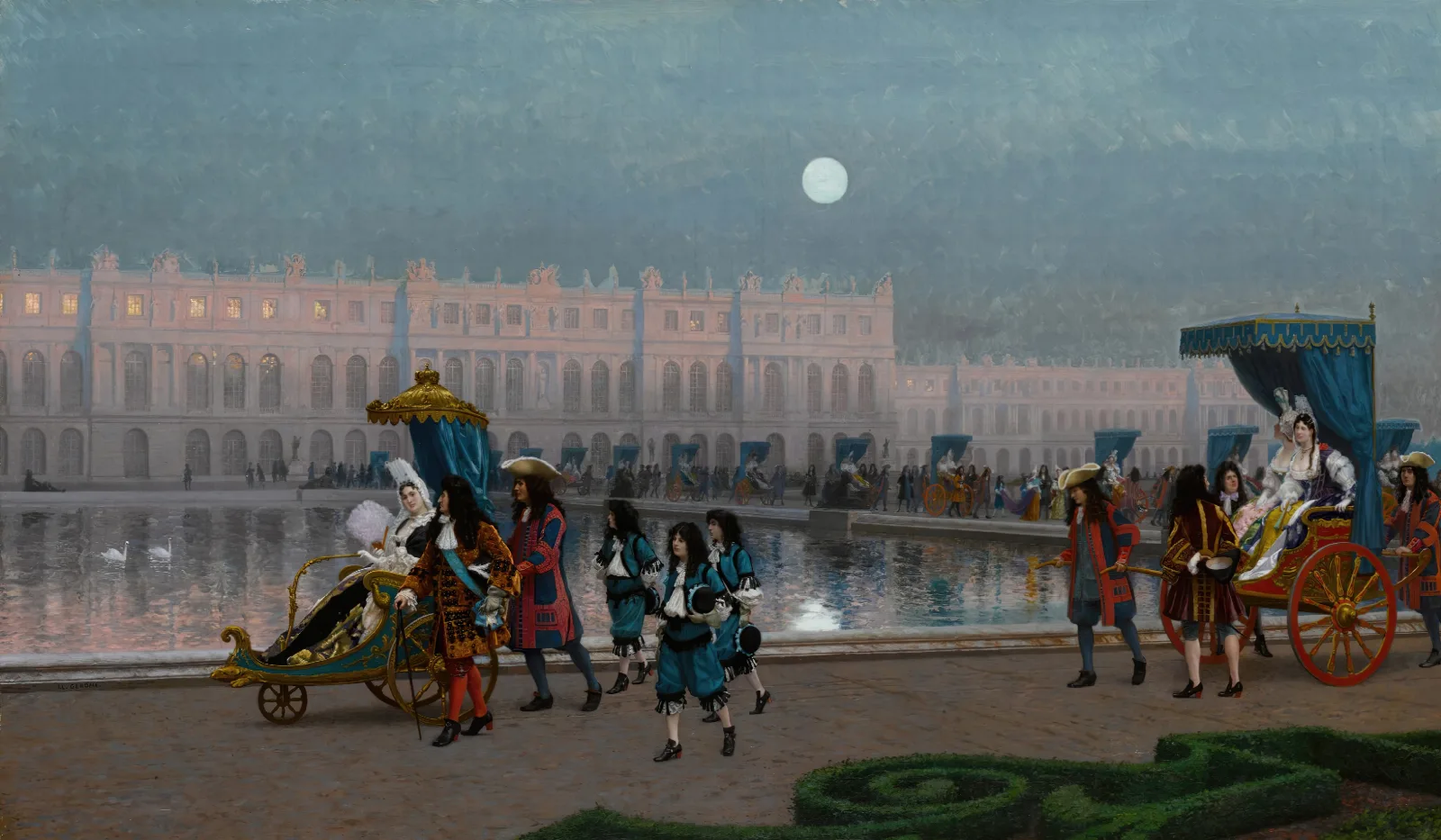 Promenade De La Cour Dans Les Jardins De Versailles Wall Art by Jean-Léon Gérôme - Canvas Print