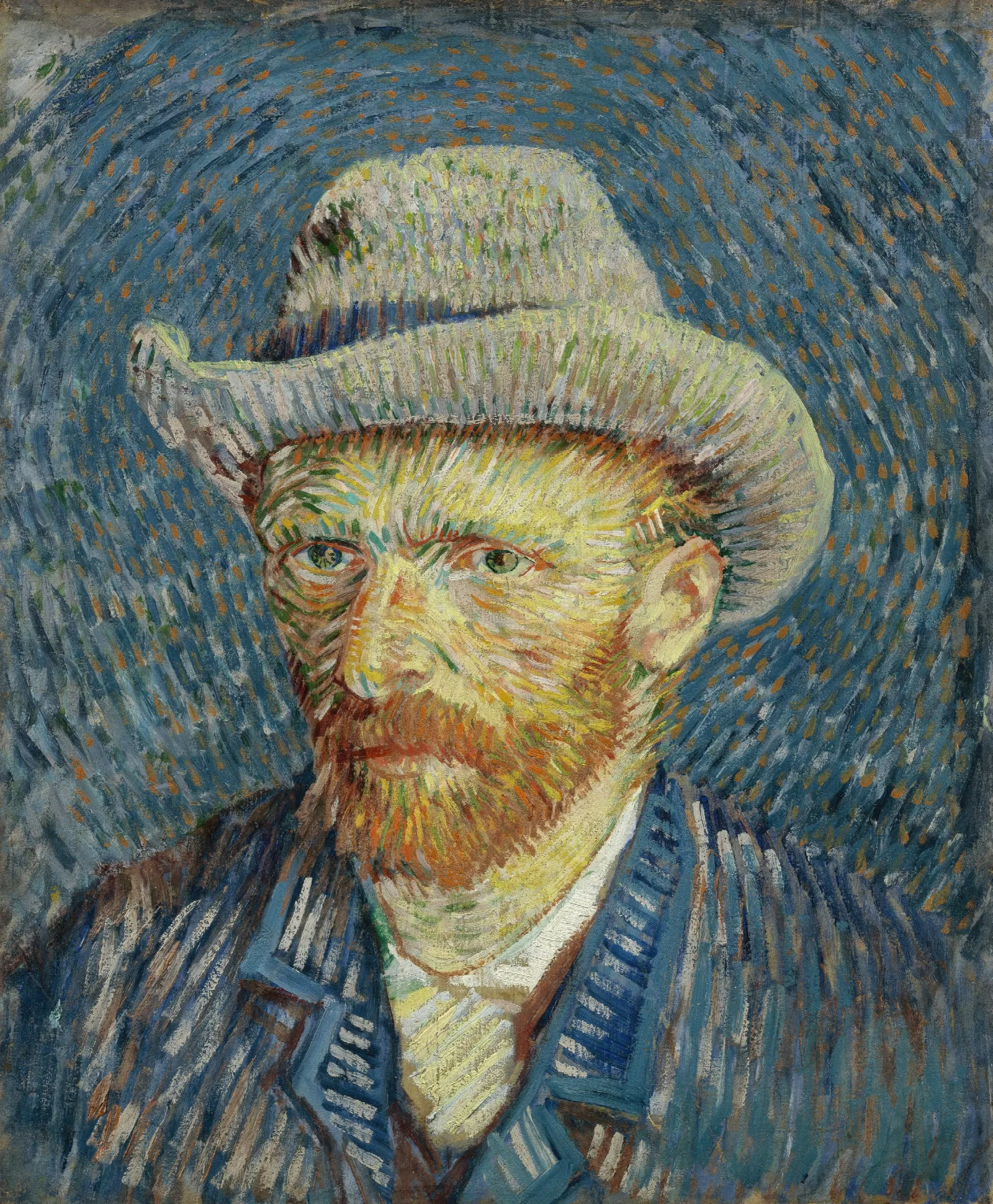 Self Portrait With Grey Felt Hat Wall Art by Vincent van Gogh - Canvas Print