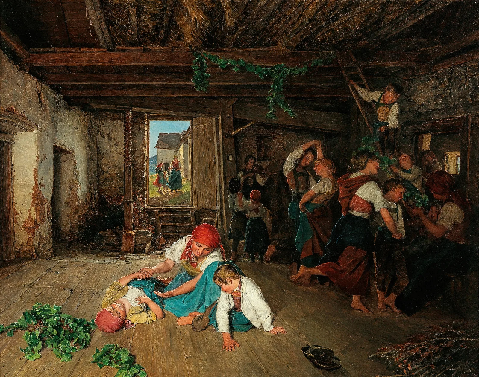 Preparing The Celebration Of The Wine Harvest Wall Art by Ferdinand Georg Waldmüller - Canvas Print