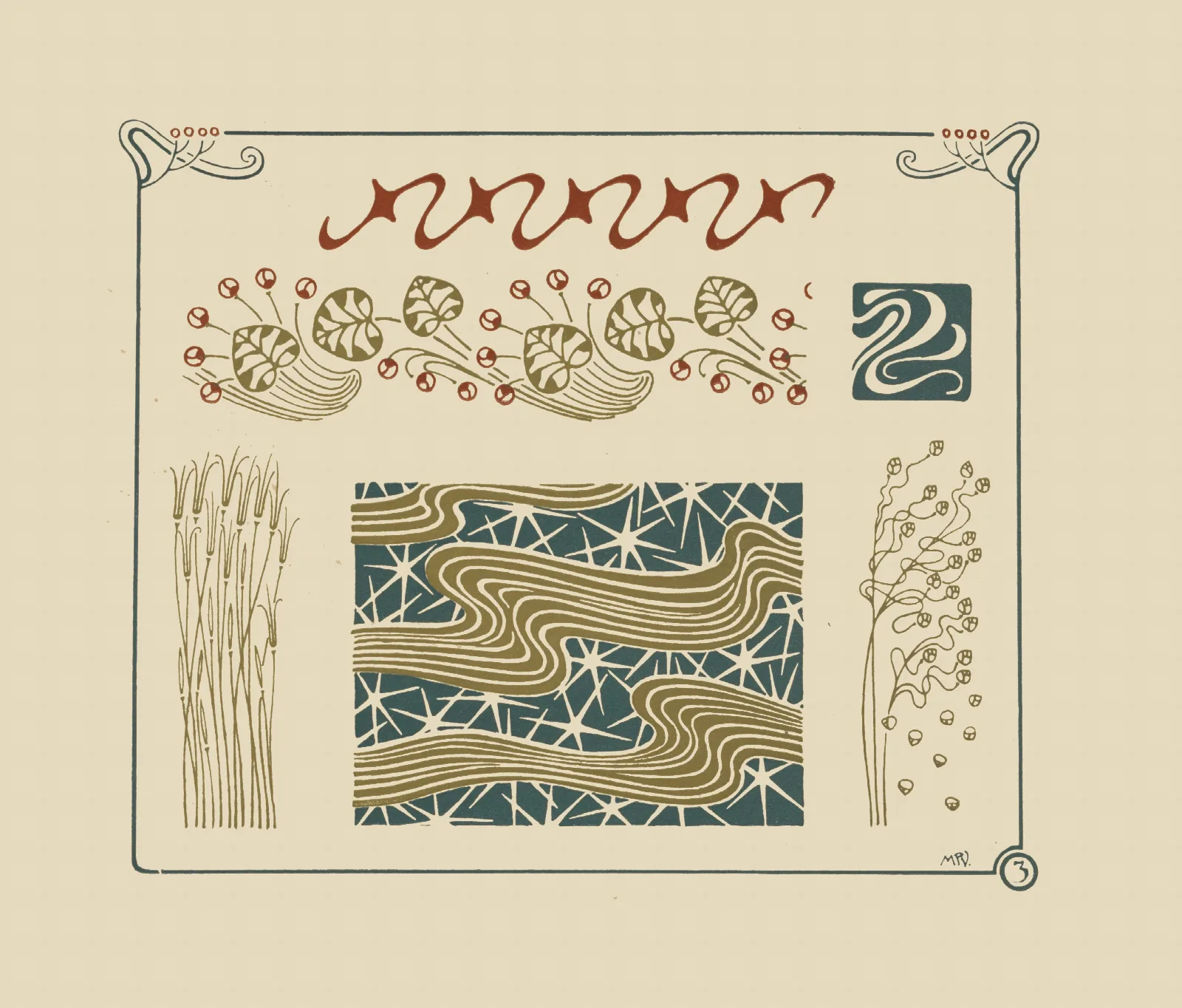 Abstract Design Based On Grasses And Leaves Wall Art by Maurice Pillard Verneuil - Canvas Print