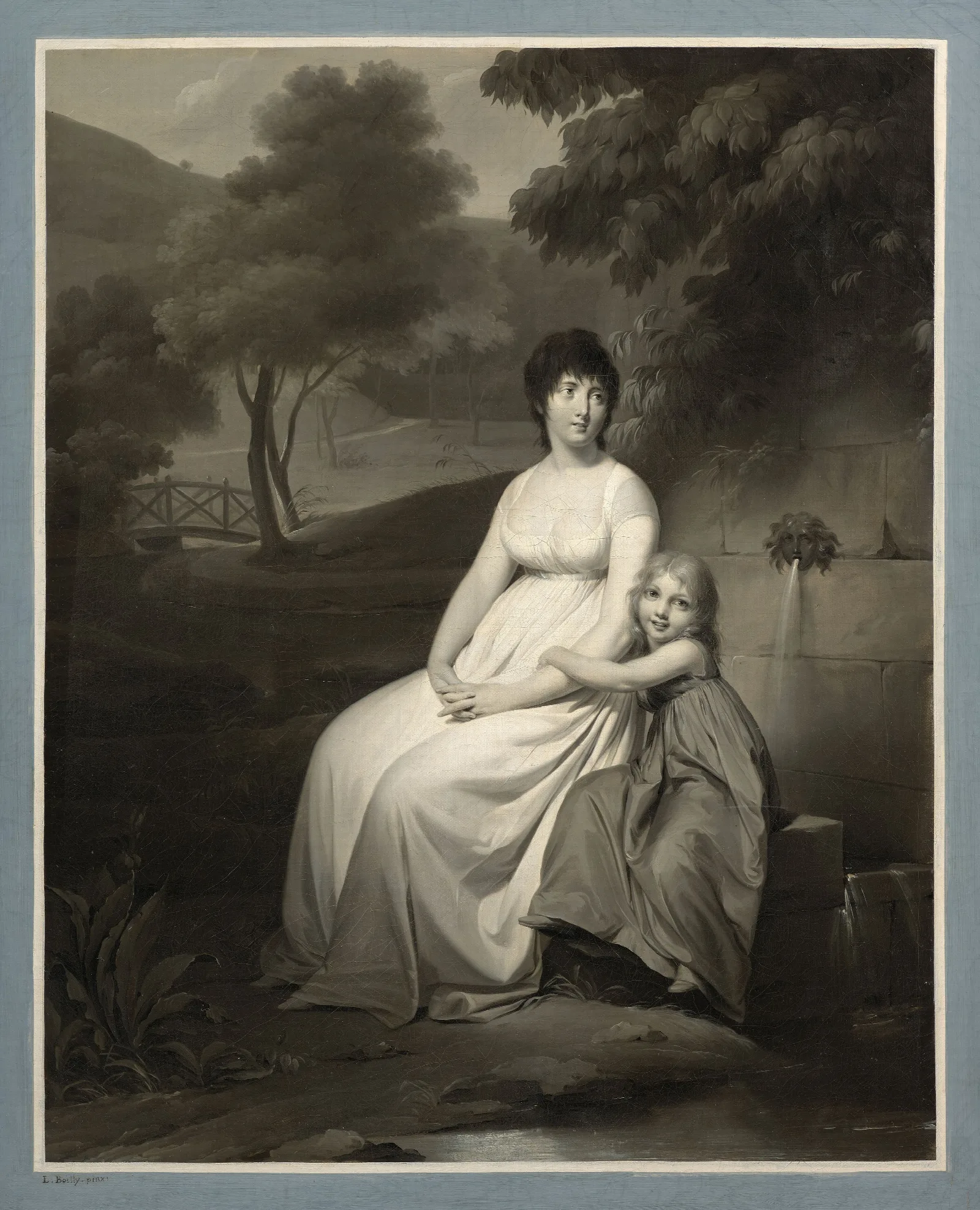 Portrait Of Madame Tallien And Her Daughter In A Park Wall Art by Louis-Léopold Boilly - Canvas Print