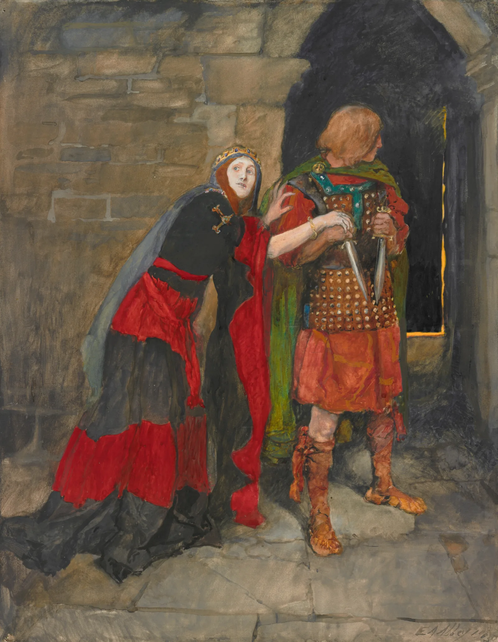 Lady Macbeth Infirm Of Purpose Give Me The Daggers Act Ii Scene Ii Macbeth Wall Art by Edwin Austin Abbey - Canvas Print