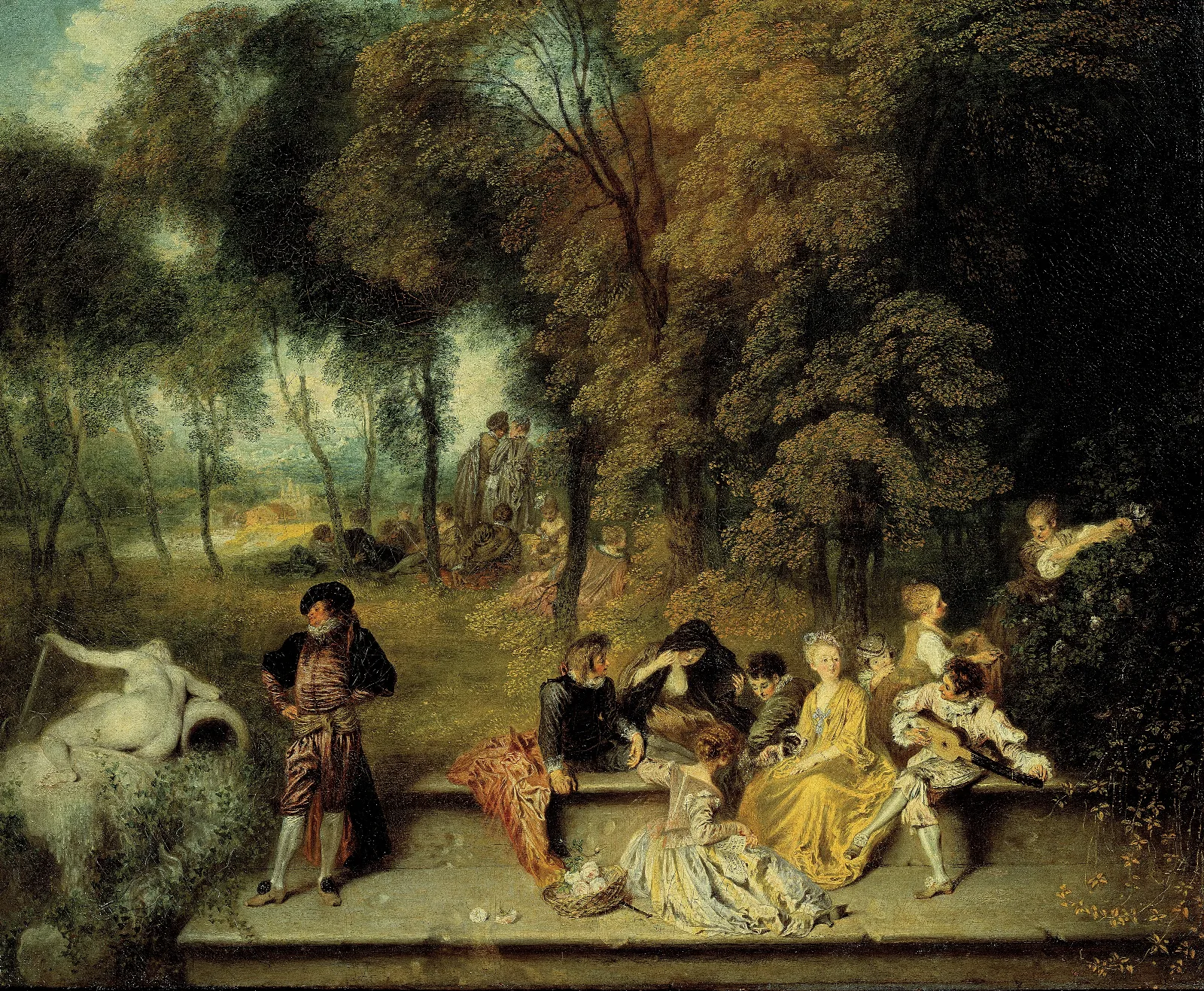 Pleasures Of Love Wall Art by Jean-Antoine Watteau - Canvas Print