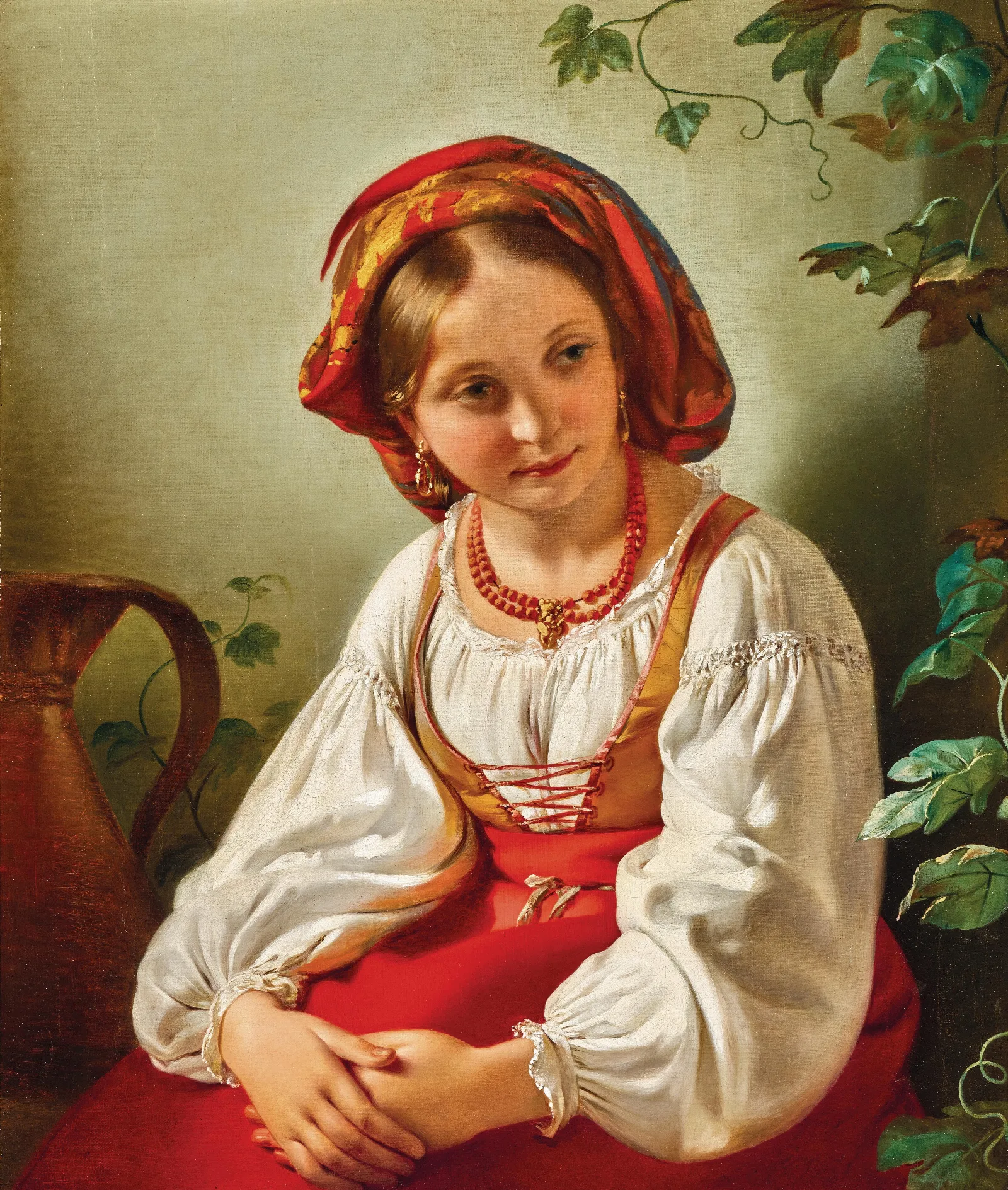 An Italian Girl Wall Art by Friedrich von Amerling - Canvas Print