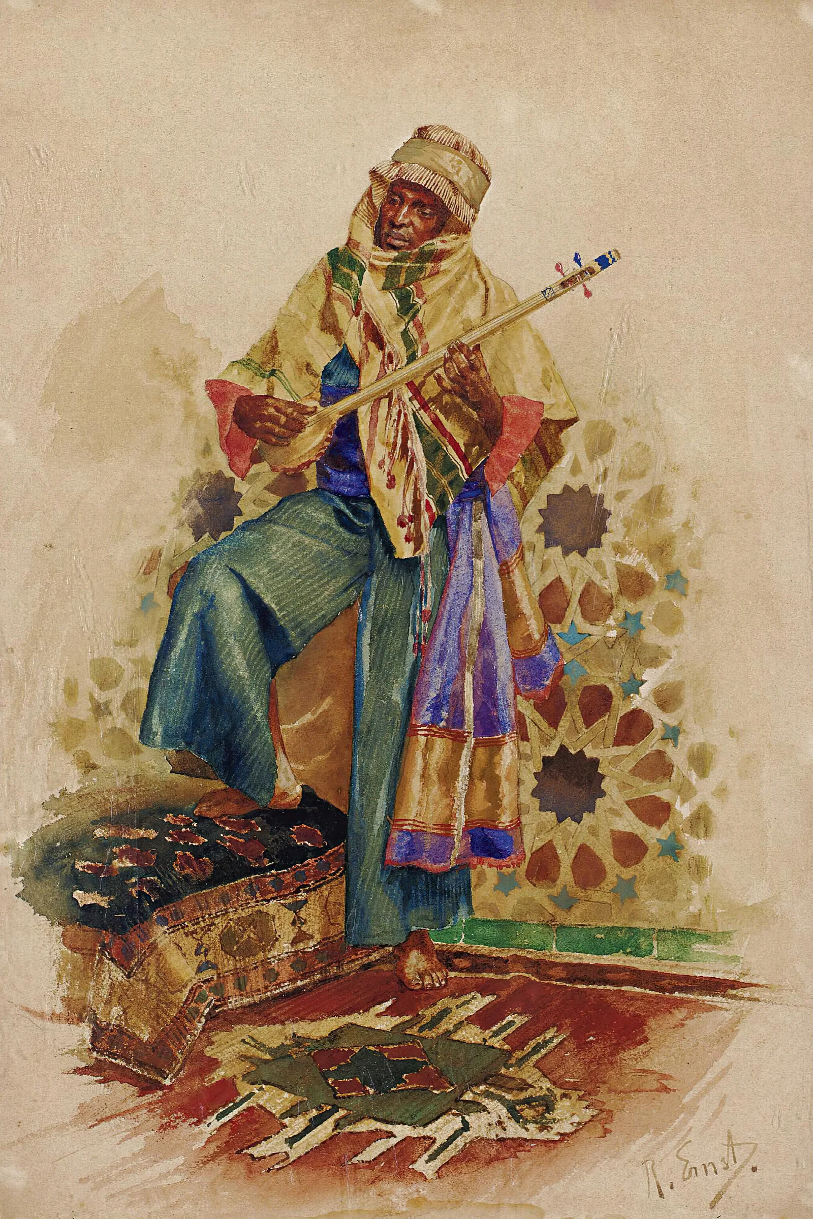 An Arab Musician Wall Art by Rudolf Ernst - Canvas Print