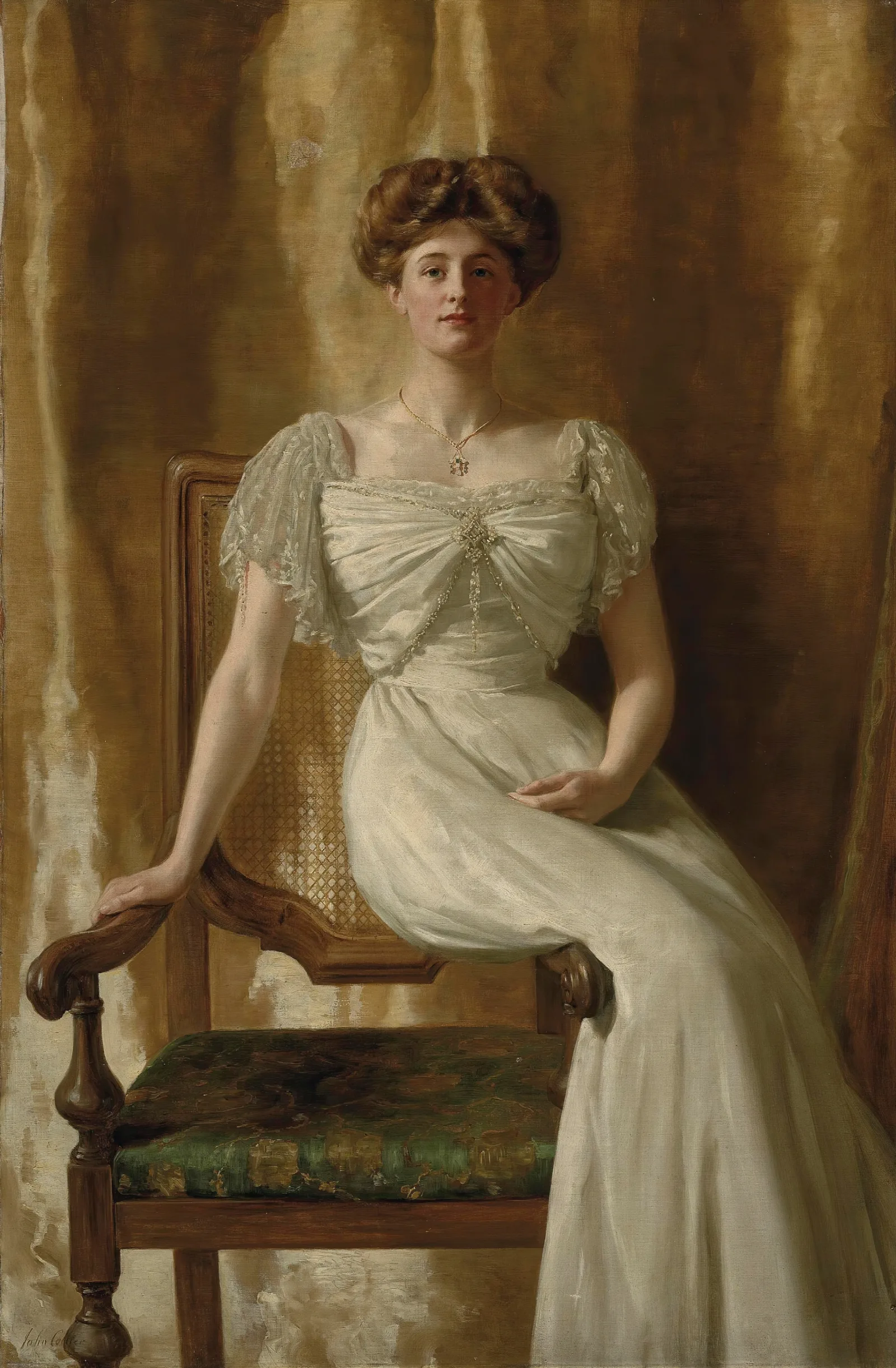 Portrait Of The Hon Mrs Harold Ritchie Wall Art by John Collier - Canvas Print