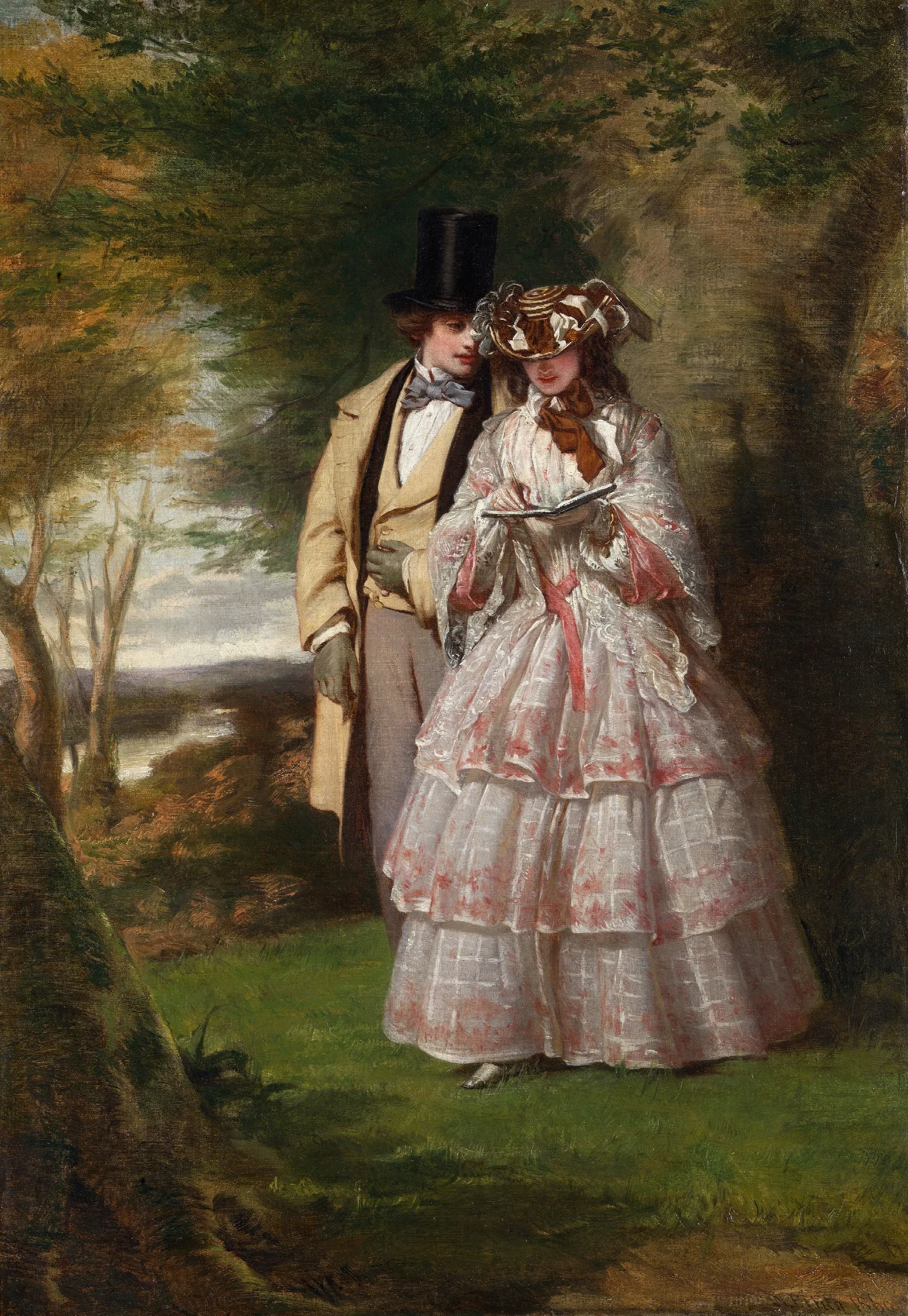 The Two Central Figures In Derby Day Wall Art by William Powell Frith - Canvas Print
