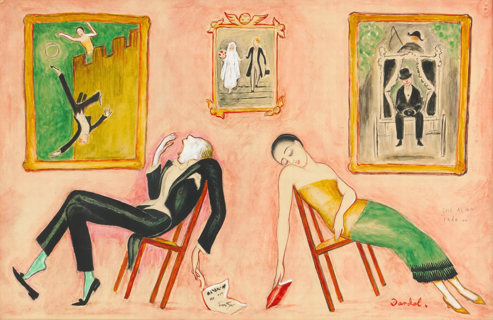 Familjeidyll Wall Art by Nils Dardel - Canvas Print