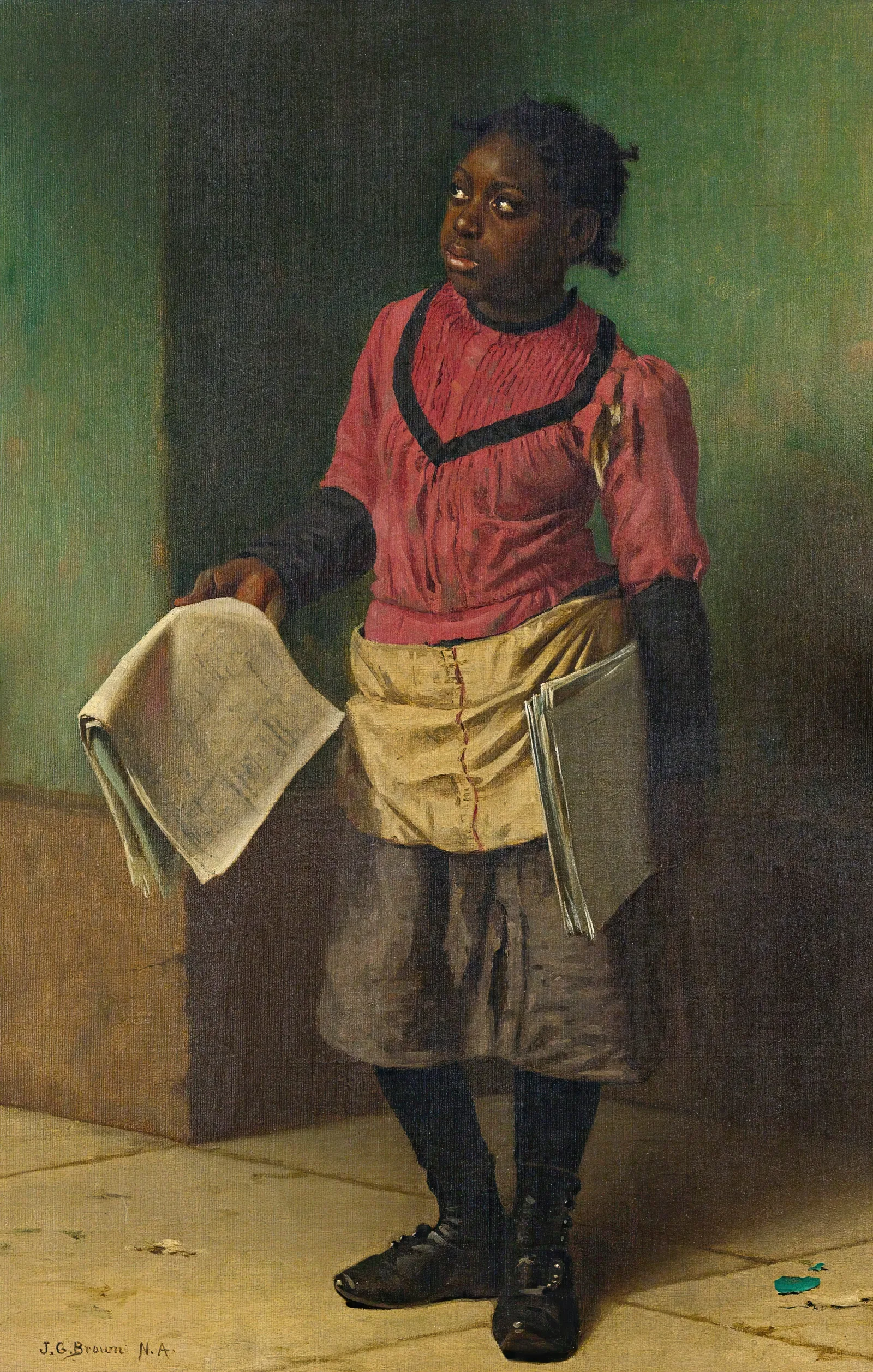 Morning Papers Wall Art by John George Brown - Canvas Print