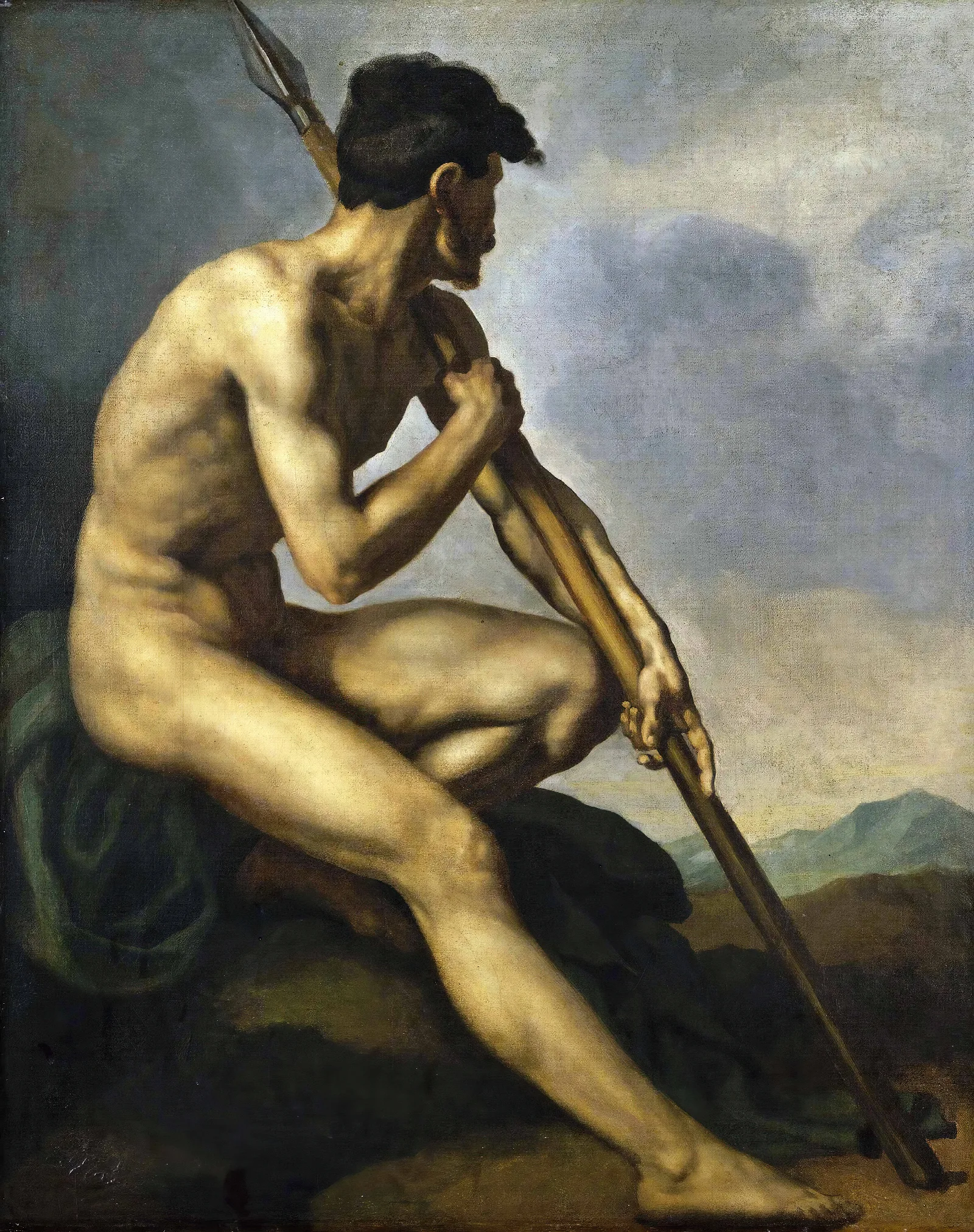Nude Warrior With A Spear Wall Art by Théodore Géricault - Canvas Print