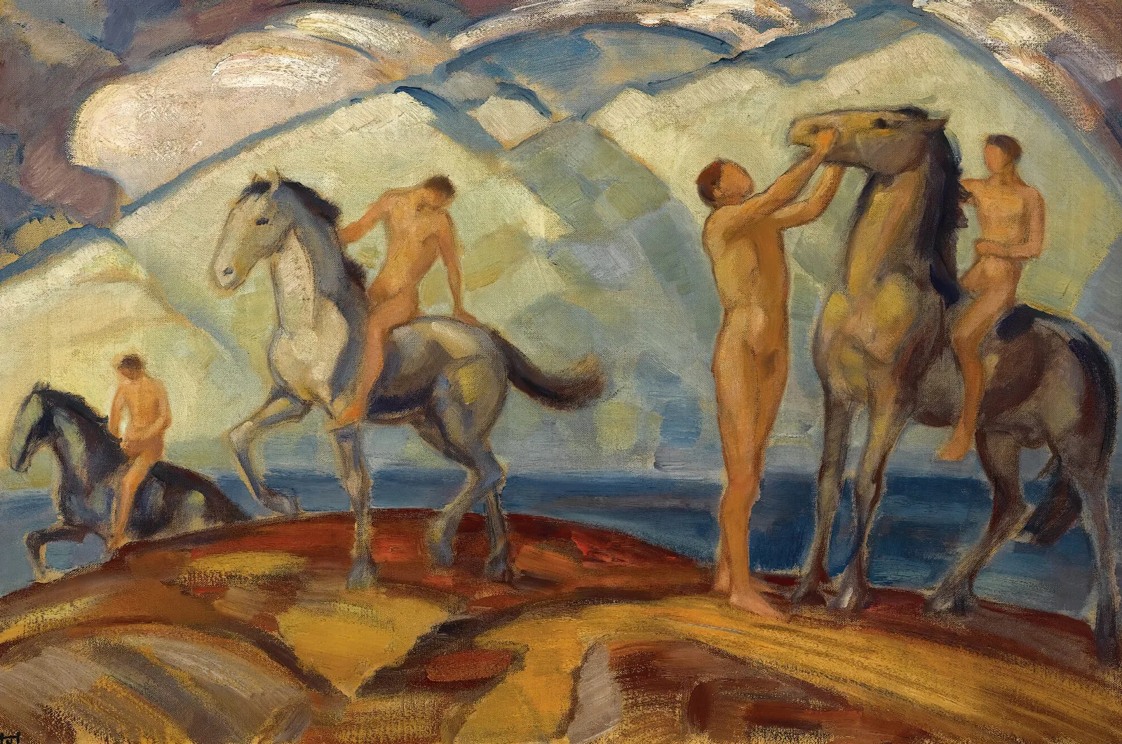 Reiter Am Bergsee Riders At A Mountain Lake Wall Art by Ludwig von Hofmann - Canvas Print