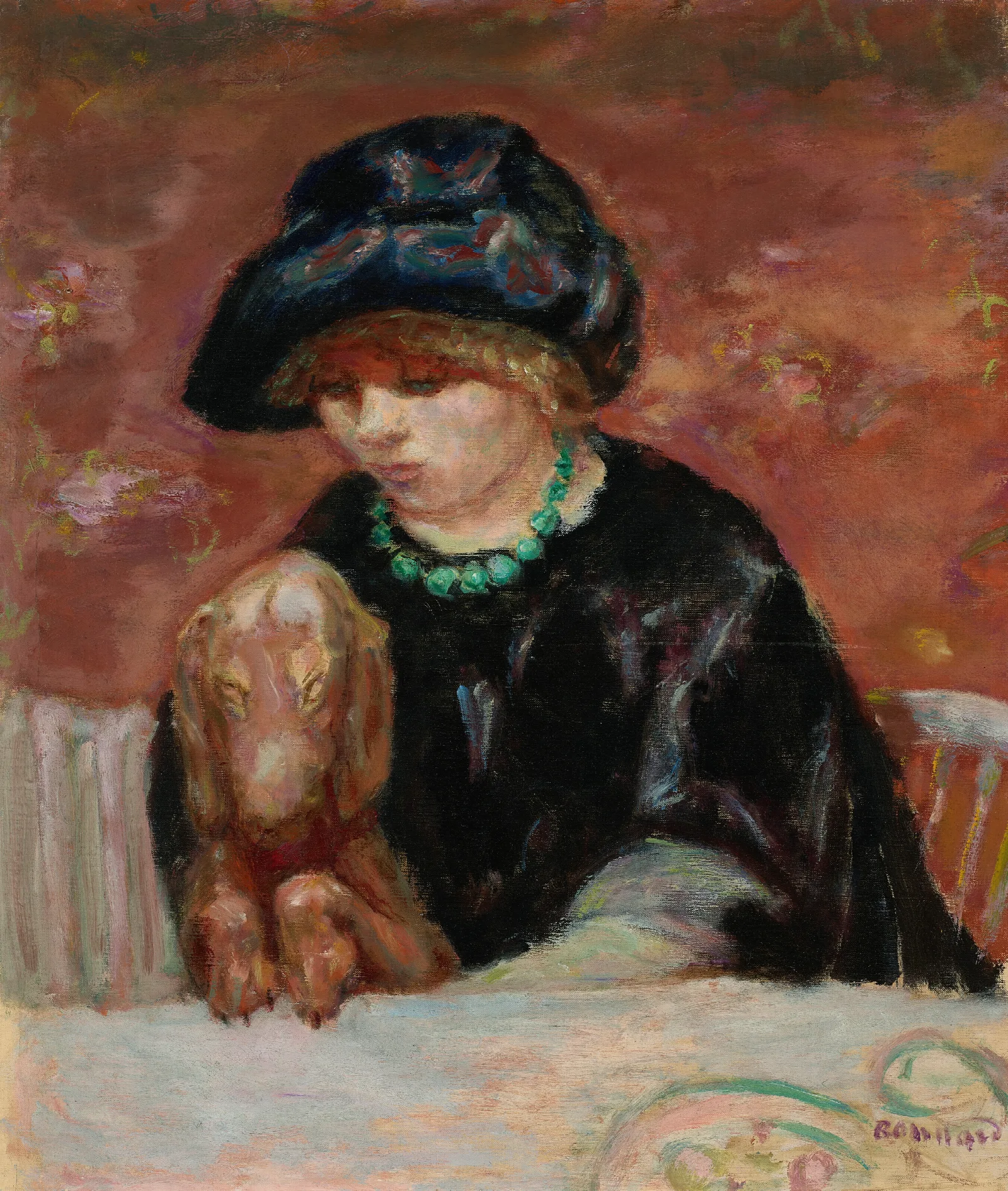 La Femme Au Basset Ou Portrait De Marthe Bonnard Au Basset Wall Art by Pierre Bonnard - Canvas Print