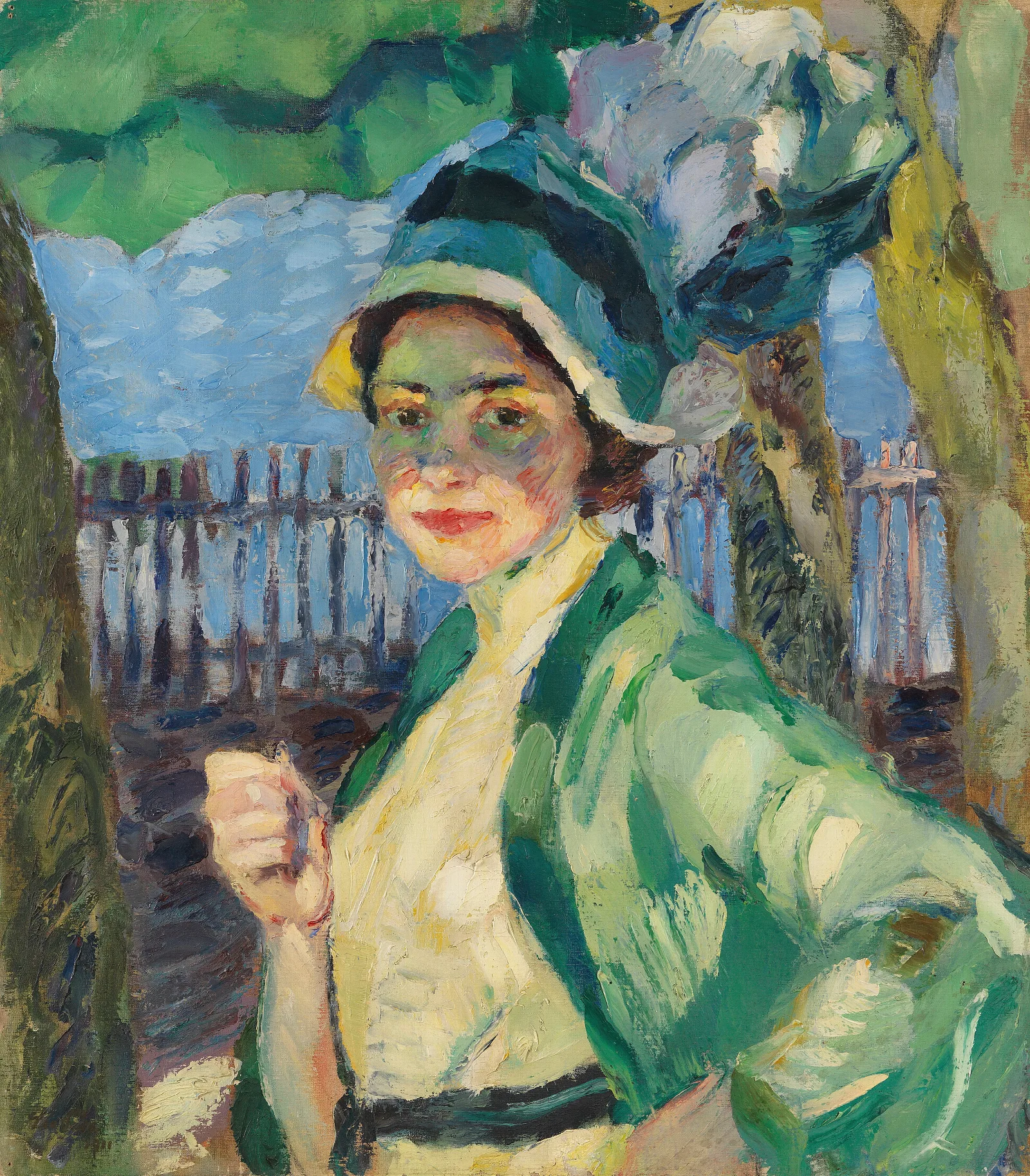 Portrat Einer Dame Unter Grunem Schirm Frieda Blell Wall Art by Leo Putz - Canvas Print