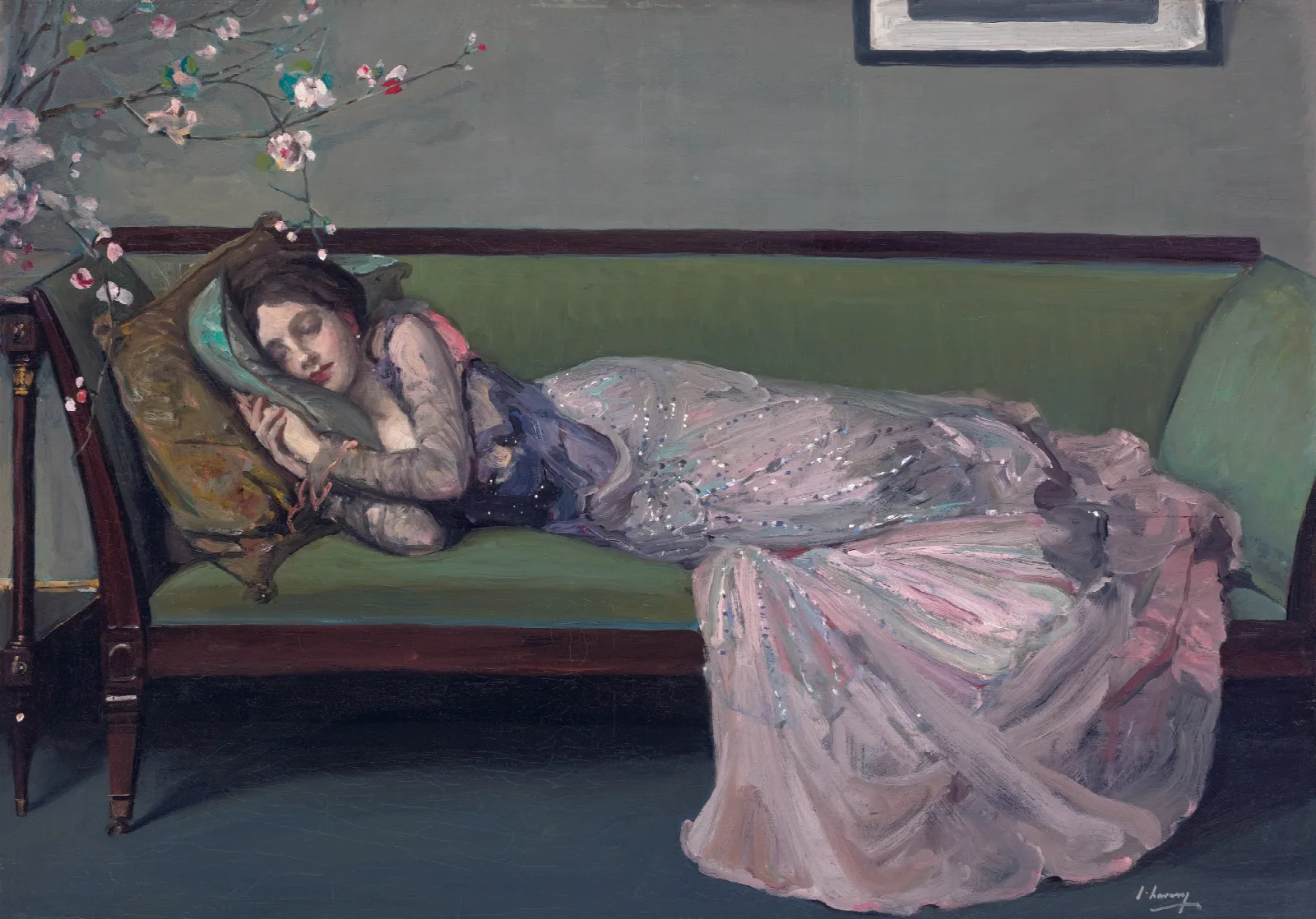 The Green Sofa Wall Art by Sir John Lavery - Canvas Print