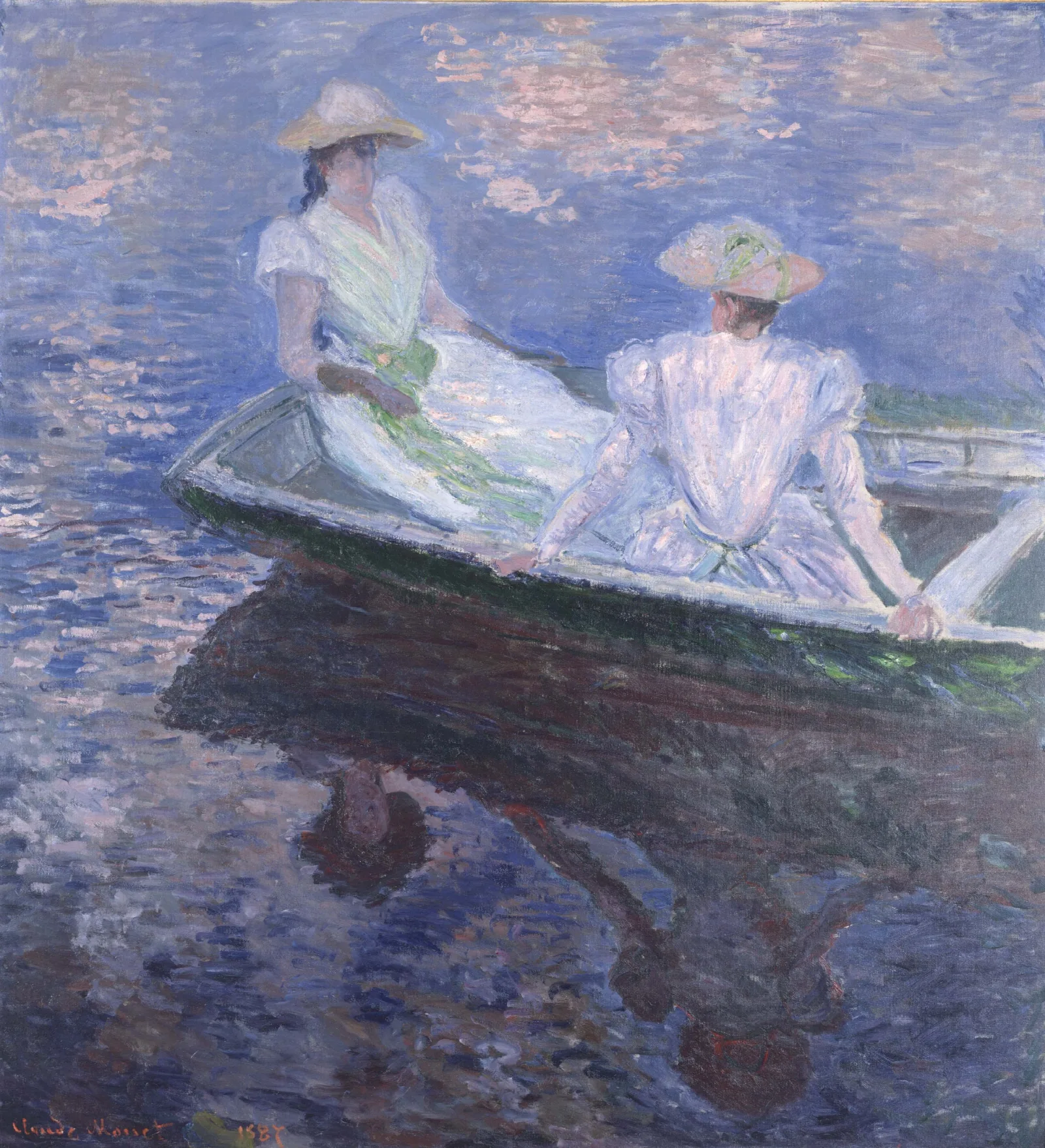 On The Boat Wall Art by Claude Monet - Canvas Print