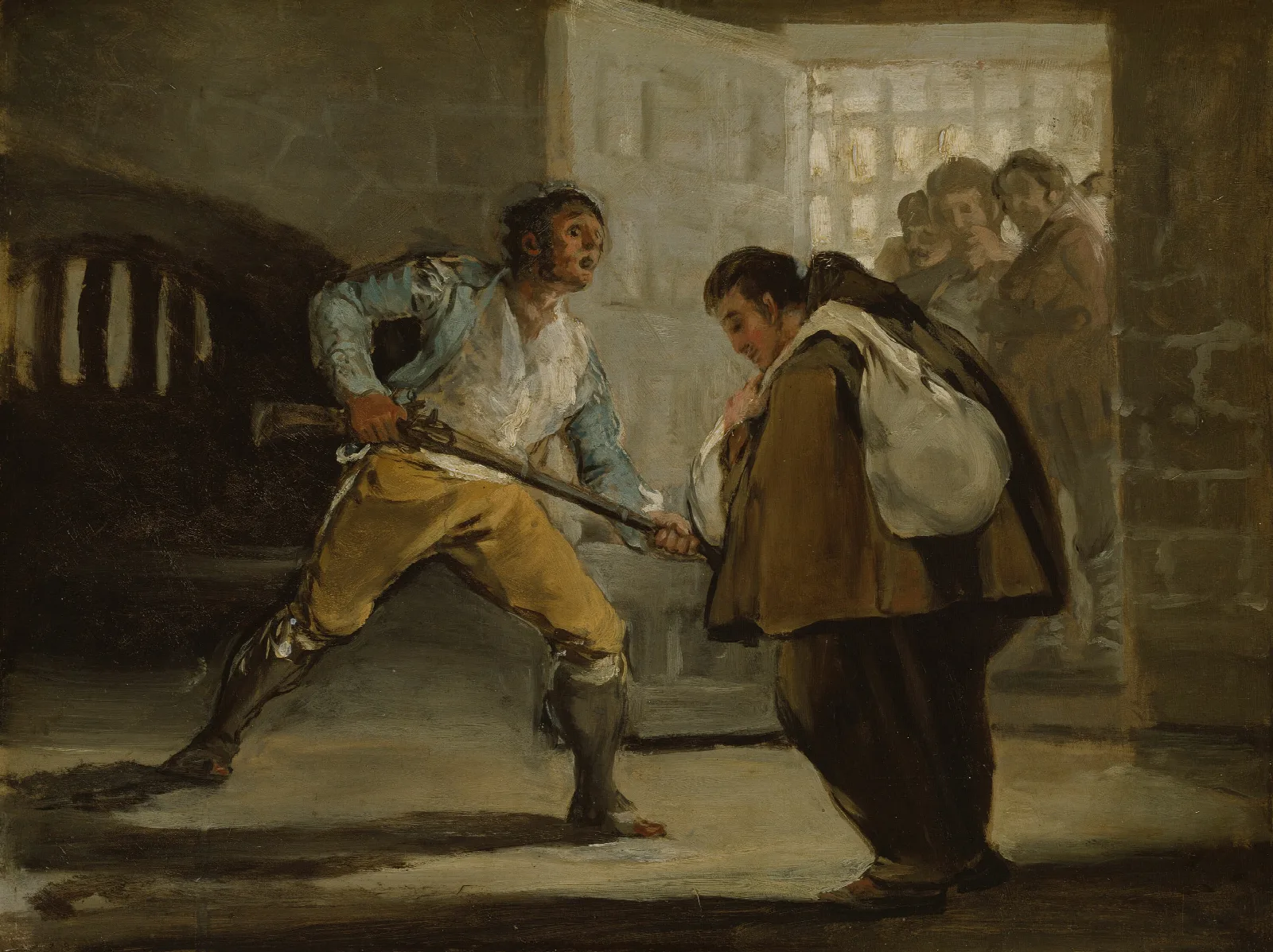 El Maragato Threatens Friar Pedro De Zaldivia With His Gun Wall Art by Francisco de Goya - Canvas Print