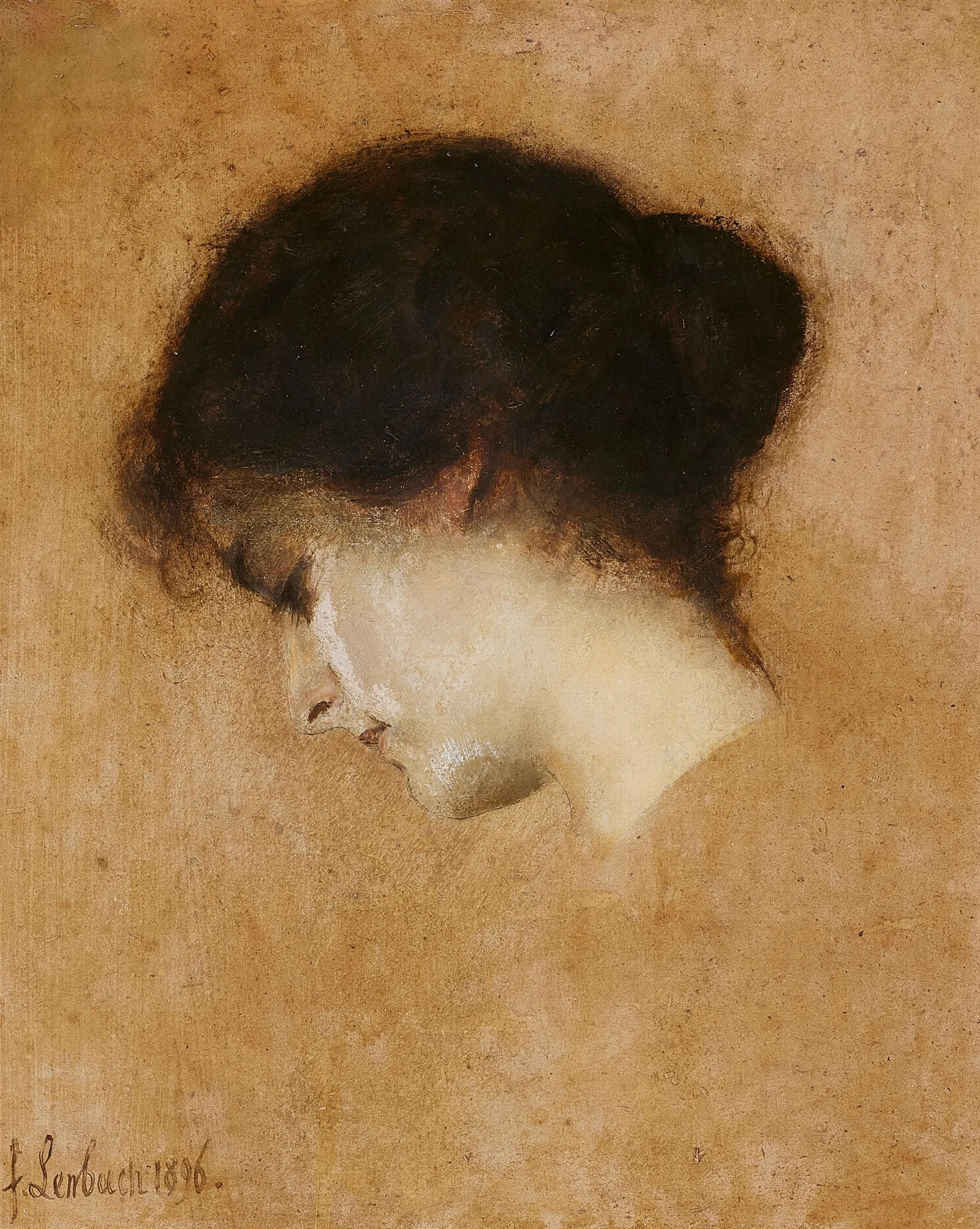 Bildnis Einer Dame Im Profil Wohl Eleonora Duse Wall Art by Franz von Lenbach - Canvas Print