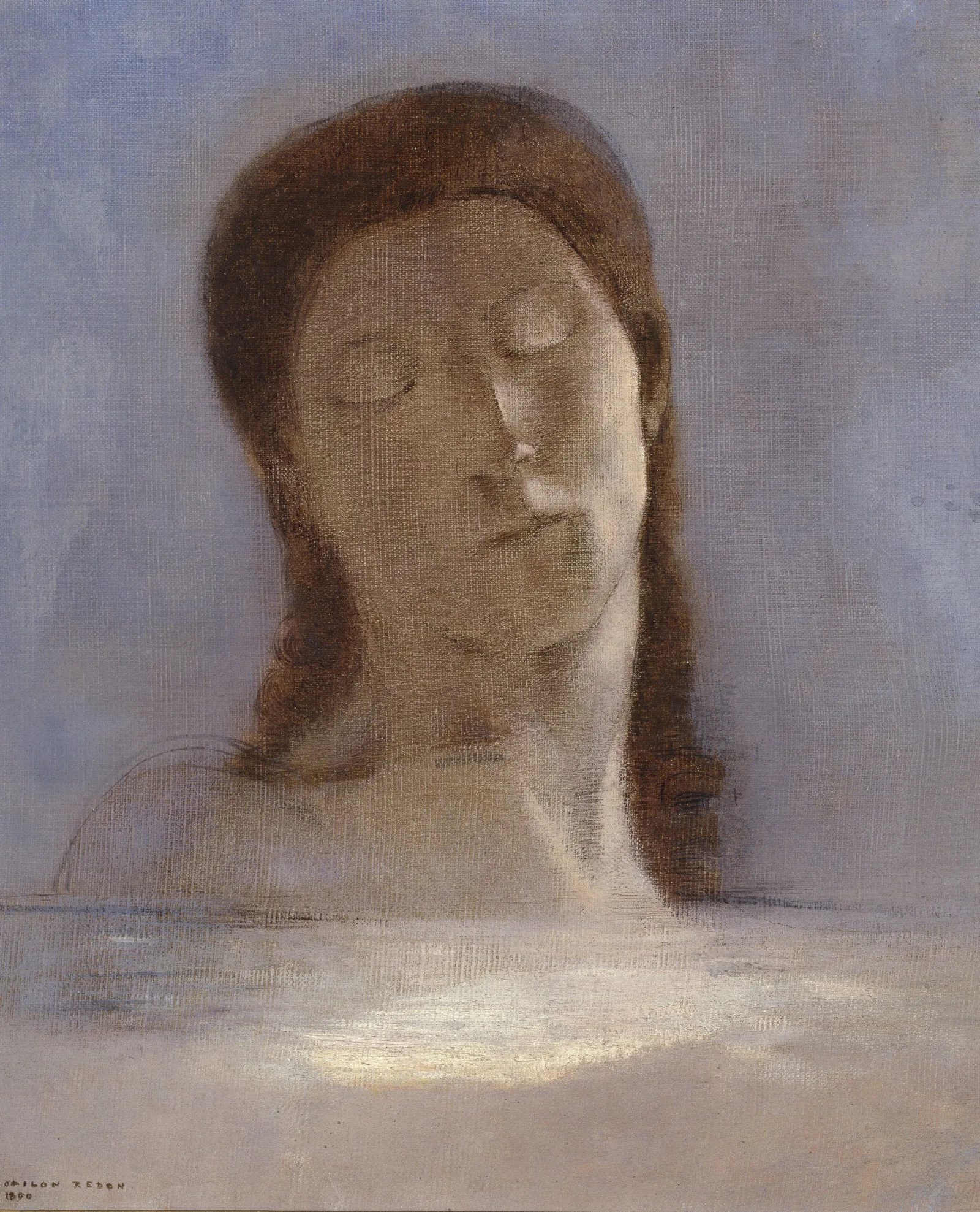 Closed Eyes Wall Art by Odilon Redon - Canvas Print