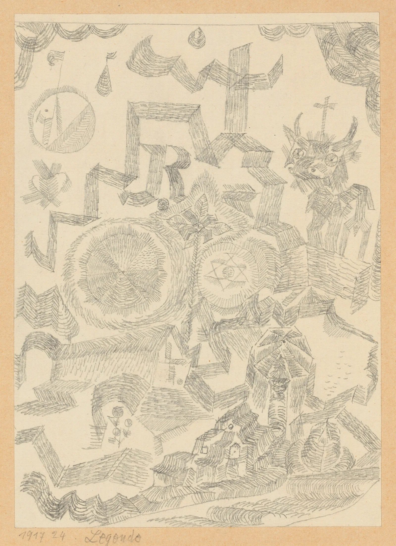 Legende Gedenkblatt Mit D Heil Stier Legend Memorial Page With Holy Bull Wall Art by Paul Klee - Canvas Print