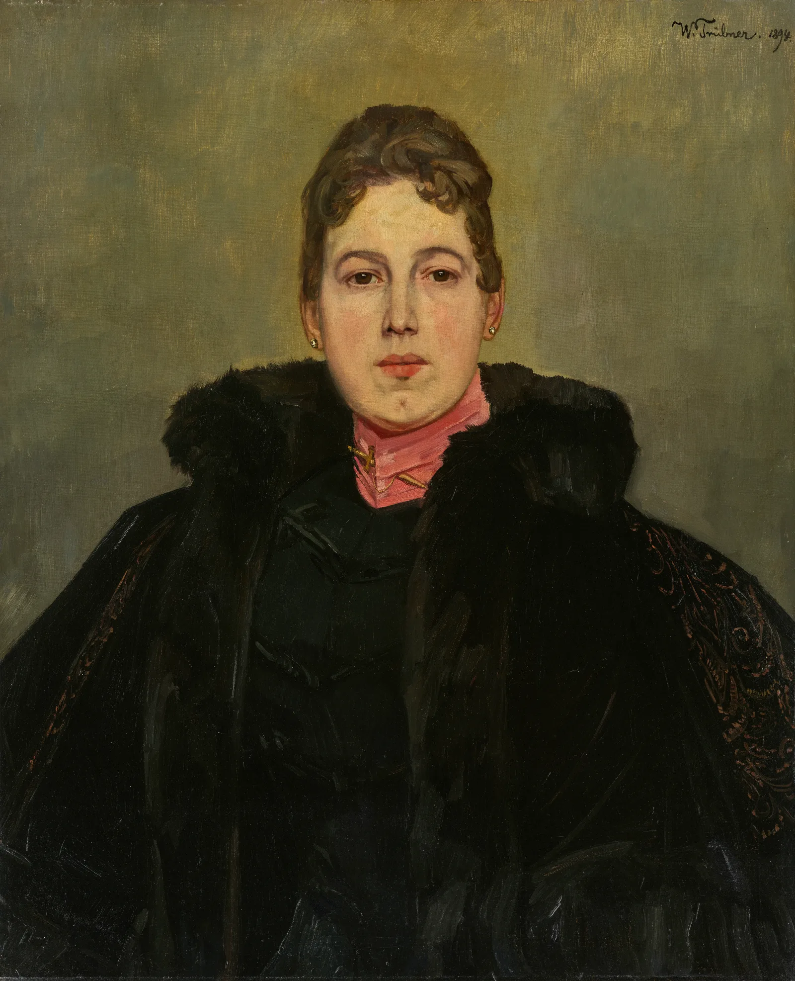 Portrait Of An Unknown Lady 3 Wall Art by Wilhelm Trübner - Canvas Print