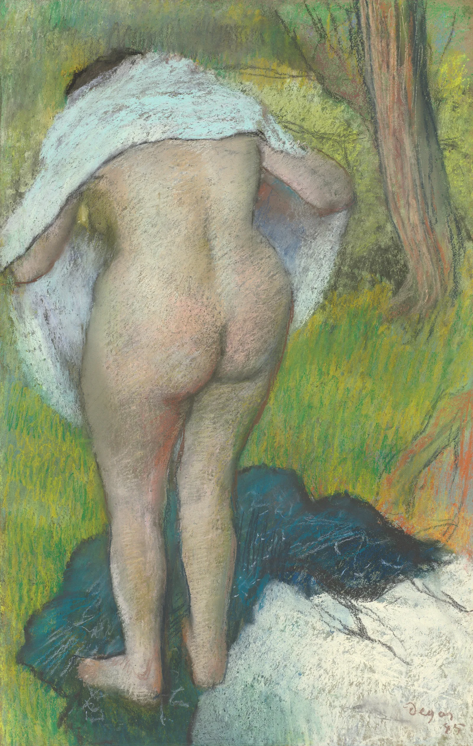 Young Woman Dressing Herself Wall Art by Edgar Degas - Canvas Print