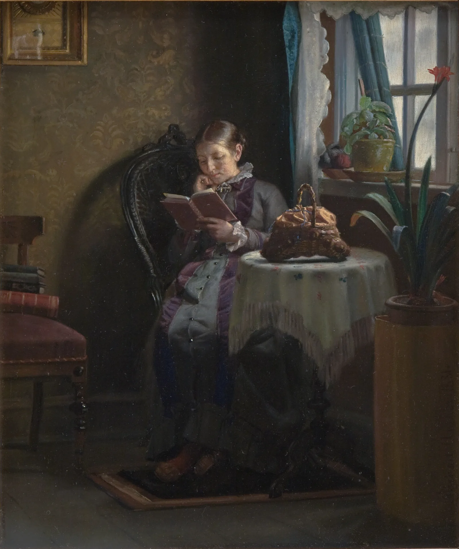 The Artists Wife Reading Wall Art by Michael Ancher - Canvas Print