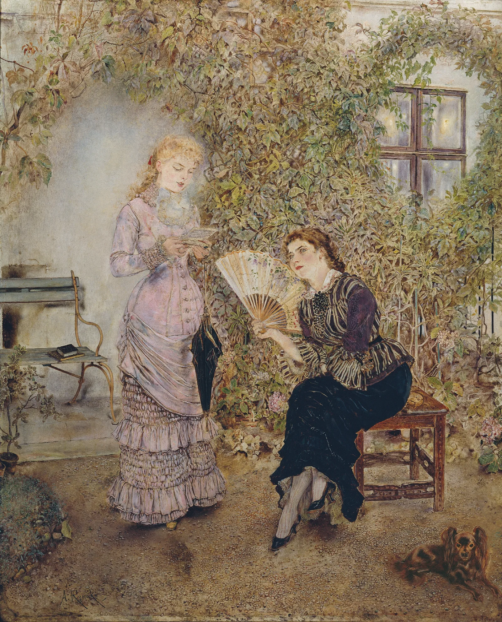 Die Freundinnen Der Liebesbrief Wall Art by Anton Romako - Canvas Print