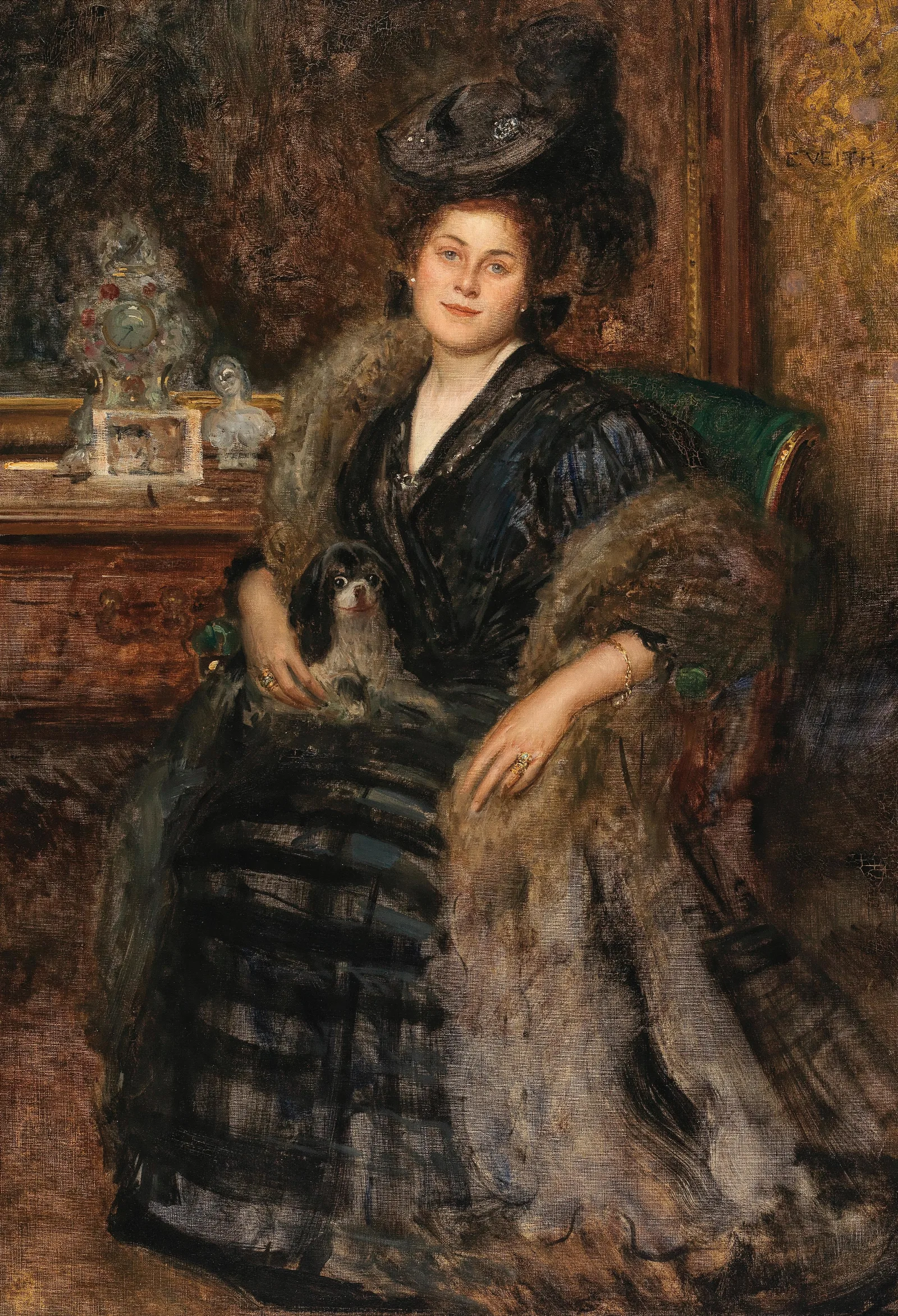 Portrait Of His Wife Berta The Visit Wall Art by Eduard Veith - Canvas Print