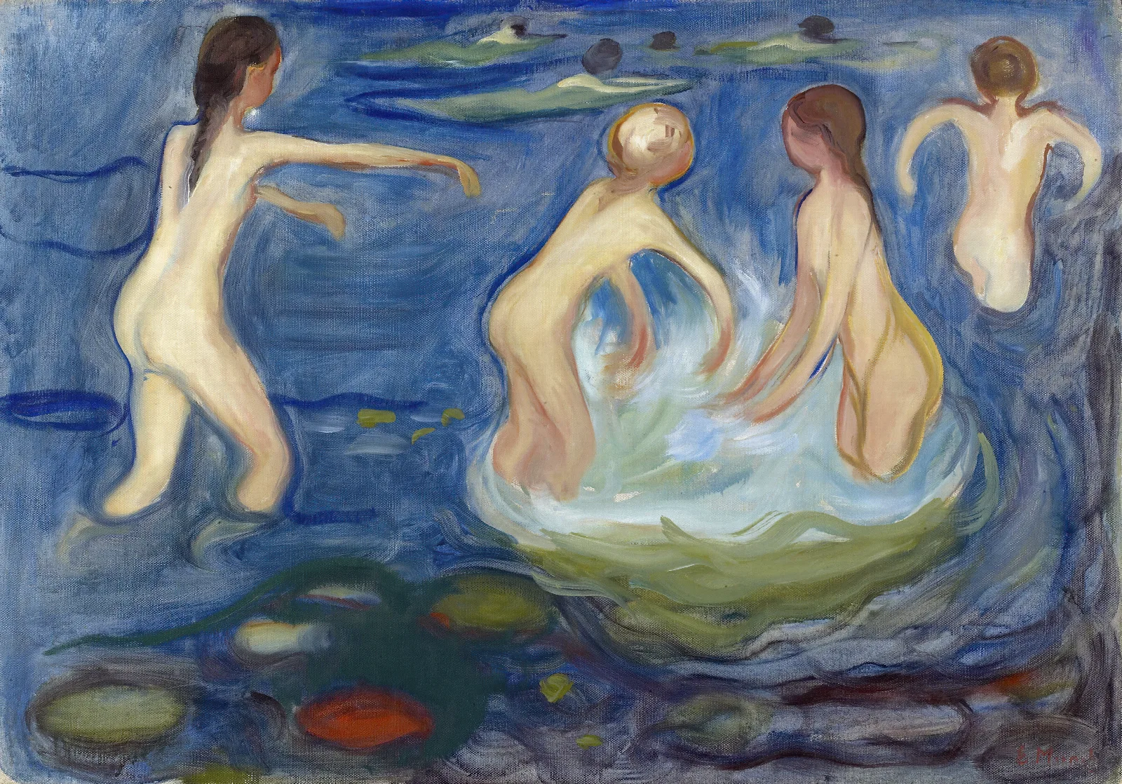 Bathing Girls Wall Art by Edvard Munch - Canvas Print