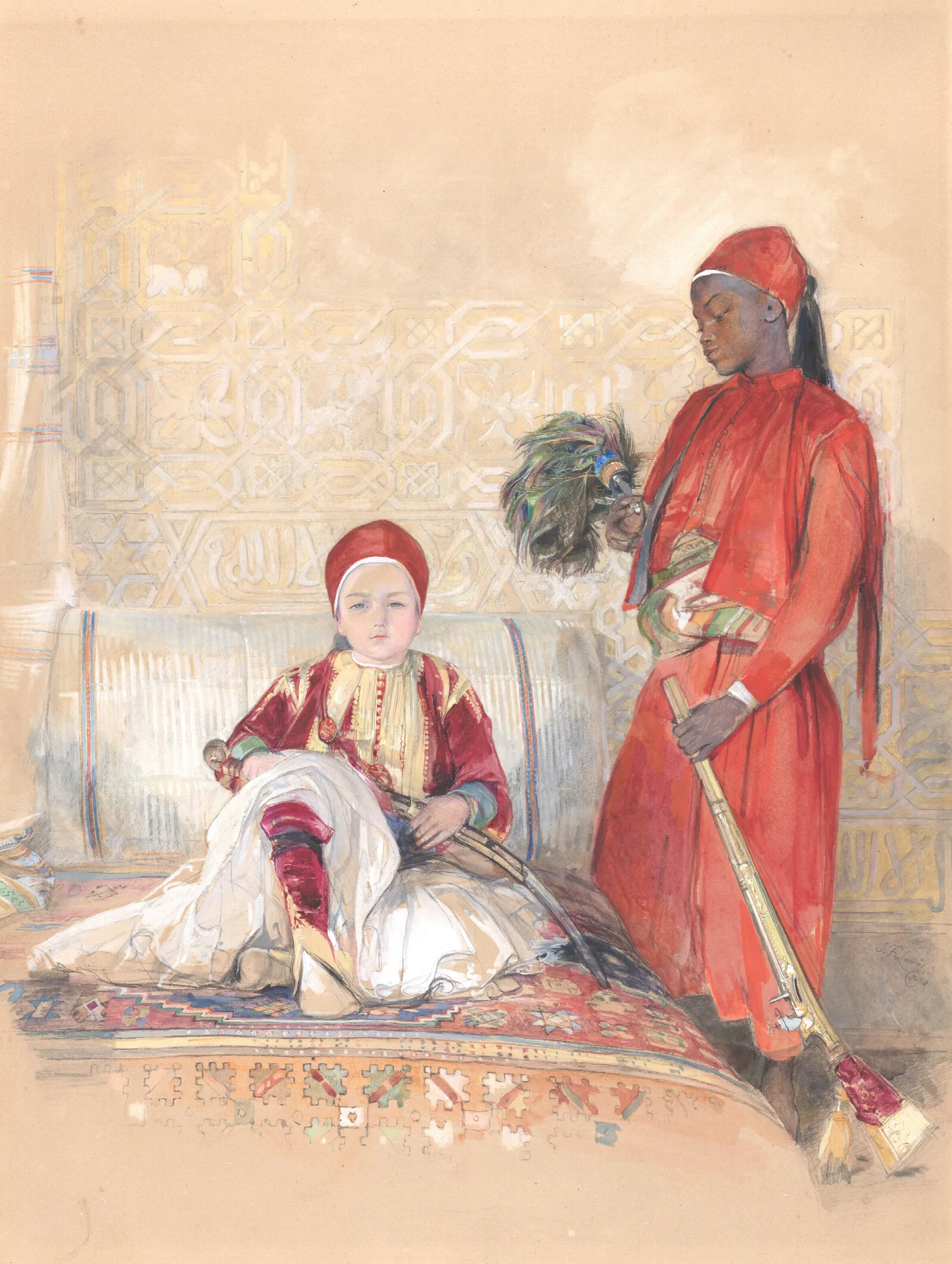 Iskander Bey And His Servant Wall Art by John Frederick Lewis - Canvas Print